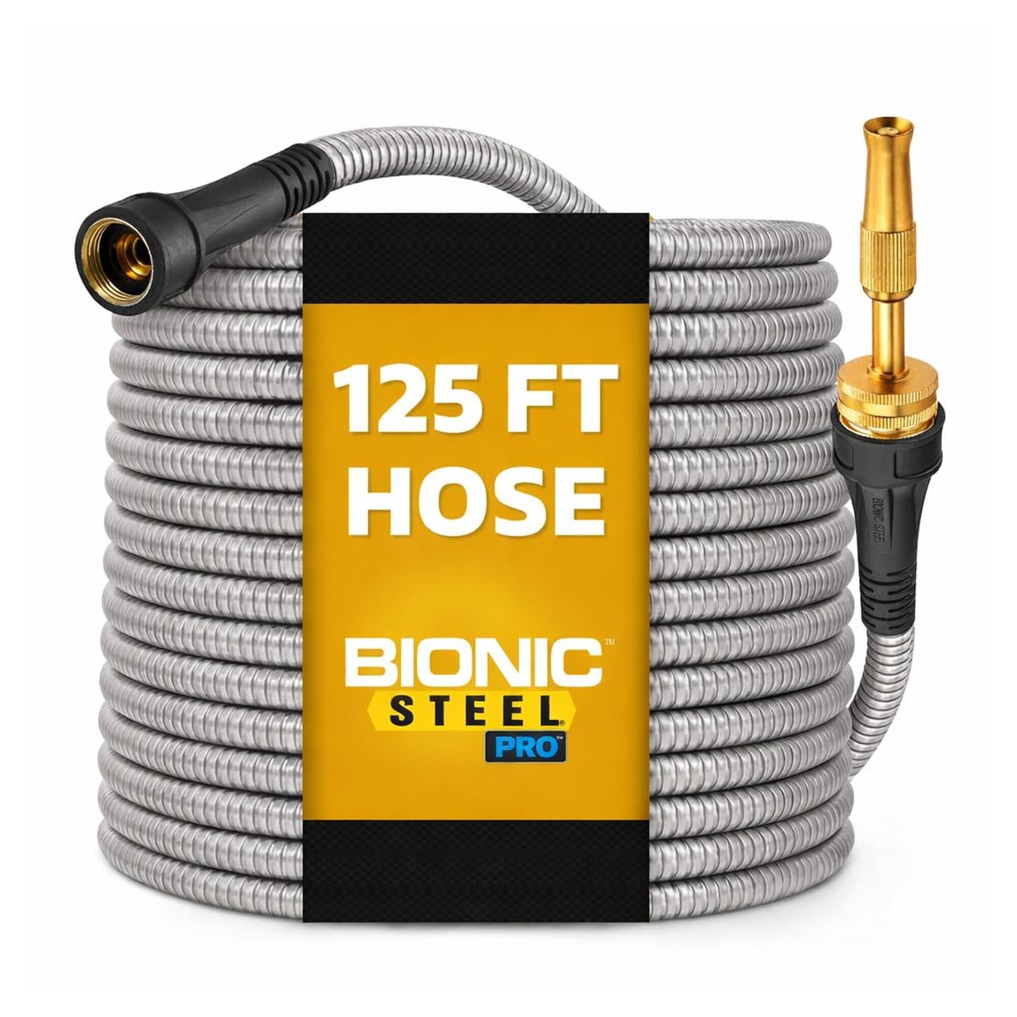 Bionic Steel Pro 125 FT Garden Hose with Nozzle - 500 PSI