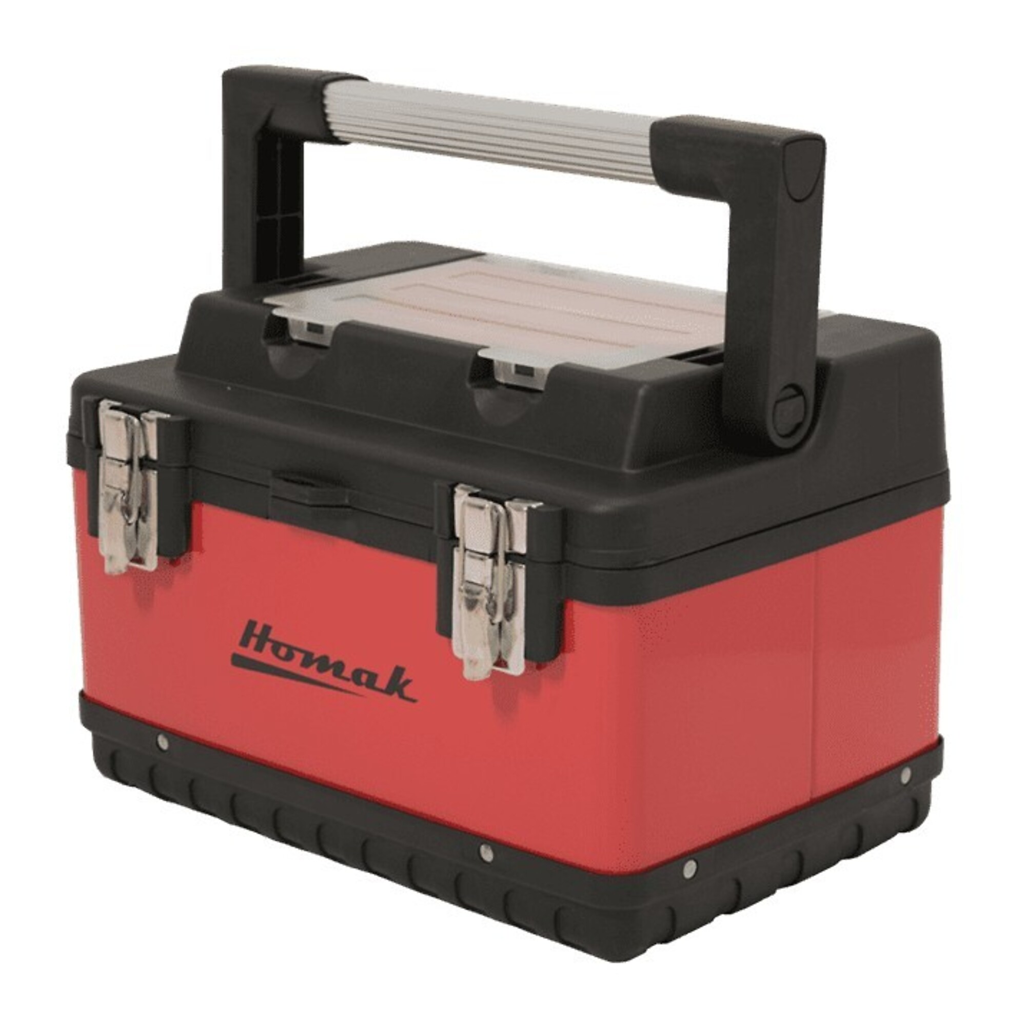 Homak, 15" Metal & Plastic Hand-Carry W/ Aluminum Handle, Red, Steel body and Plastic reinforcing corners, Model #RD00115004