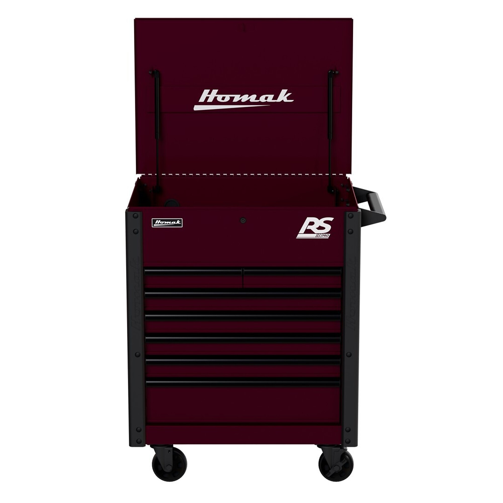Homak, RS Pro, 35" 7 Drawer Flip-Top Service Cart - Blk Cherry, Blk Cherry, Heavy-duty 18-gauge steel, Model #  BC06035247