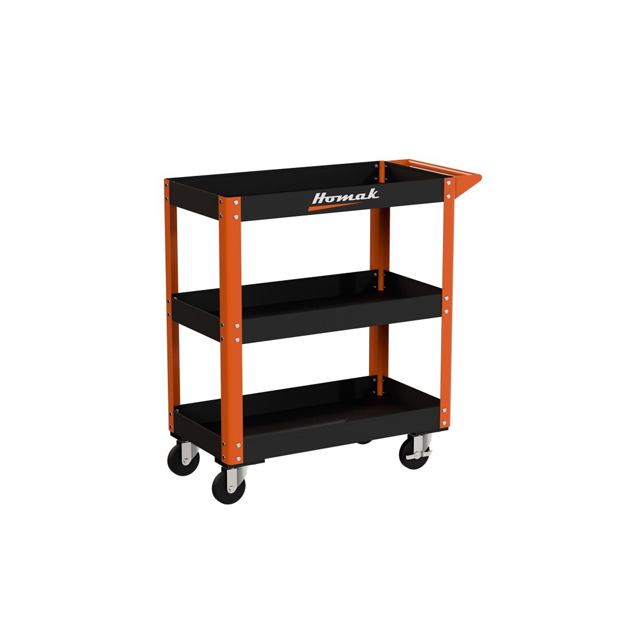Homak, 30" 3-Tier Metal Service Cart New!, Black & Orange, Heavy-duty 19-gauge steel, Model #  OB06030031