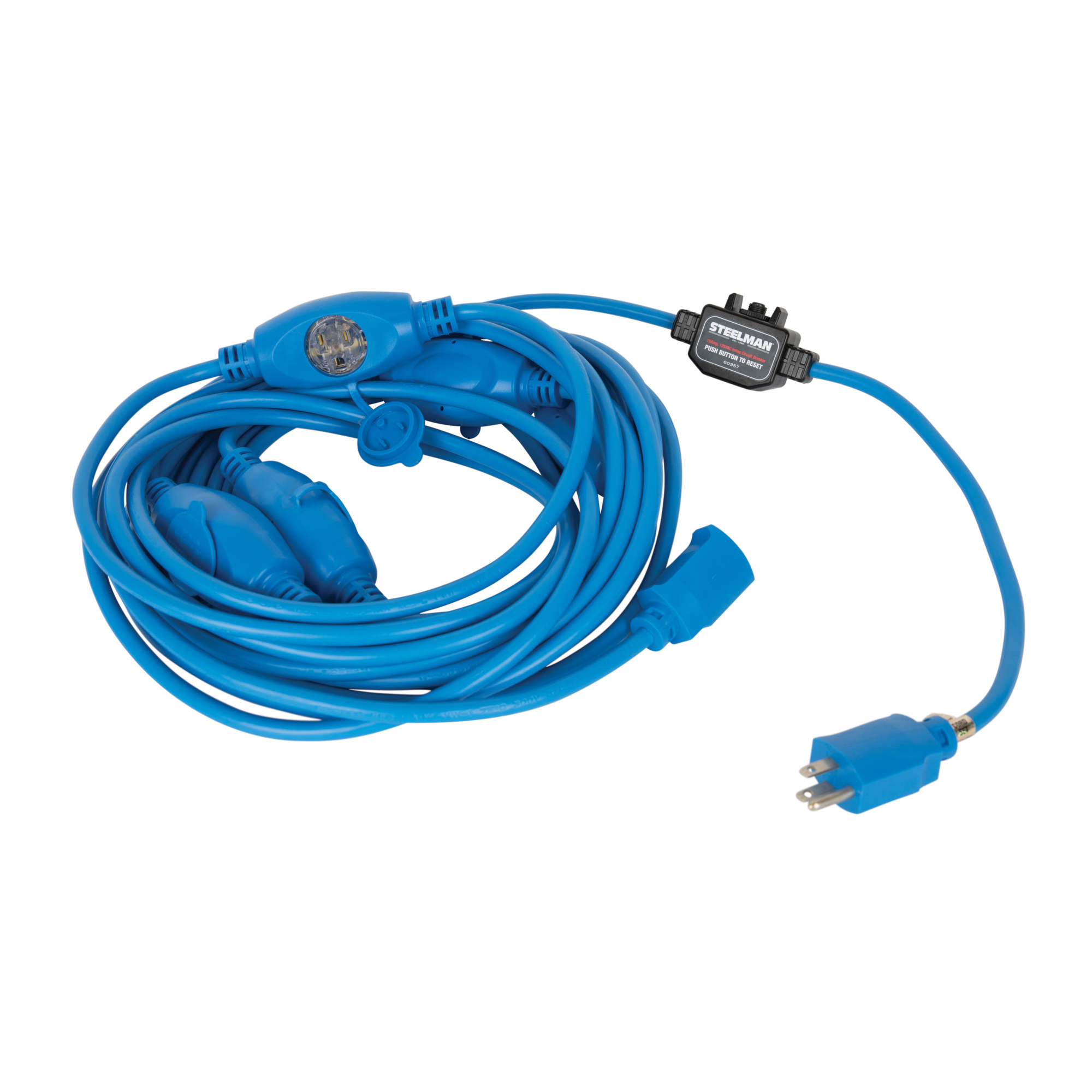 STEELMAN 6-Outlet 36-Foot 14/3 Extension Cord with Inline 15-Amp 125V AC Circuit Breaker, Model# 60357