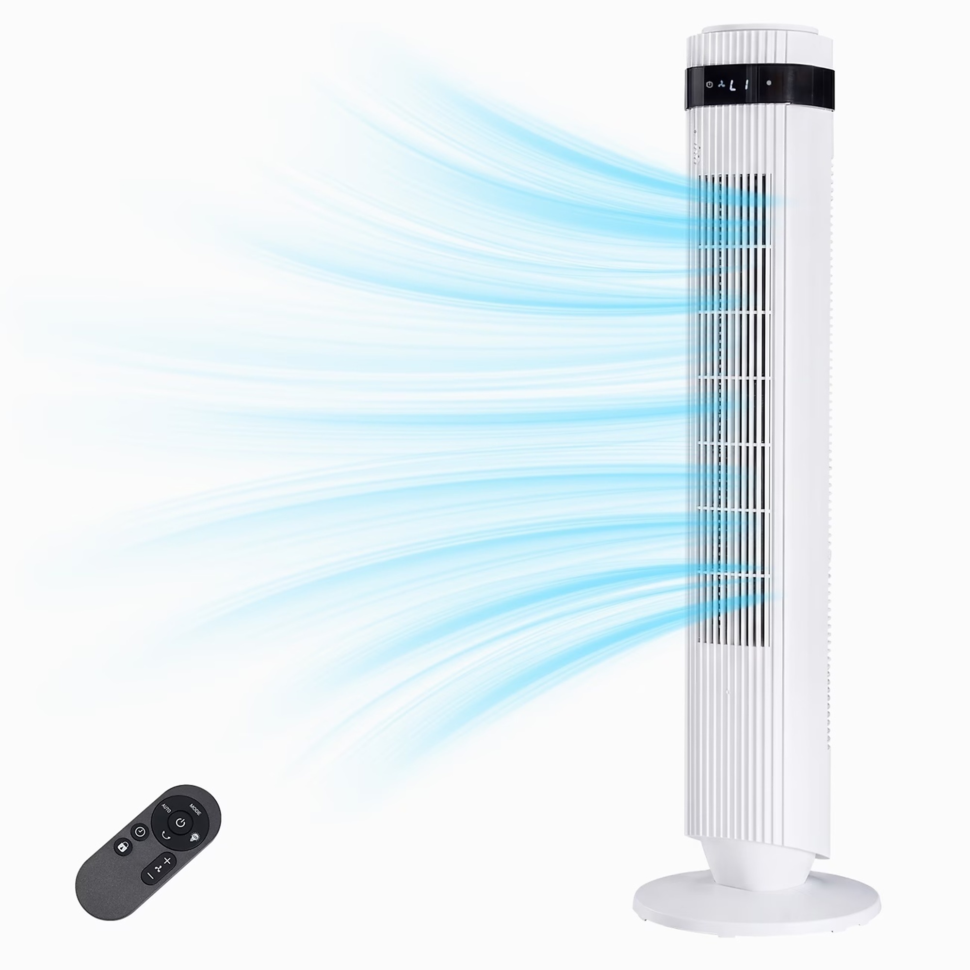 EdenDirect Tower Fan for Bedroom with Remote, 64° Oscillating Bladeless Fan for Home 28db Quiet 5 Speeds & 4 Modes, Floor Fans for Home Indoor Dorm Living Room, White
