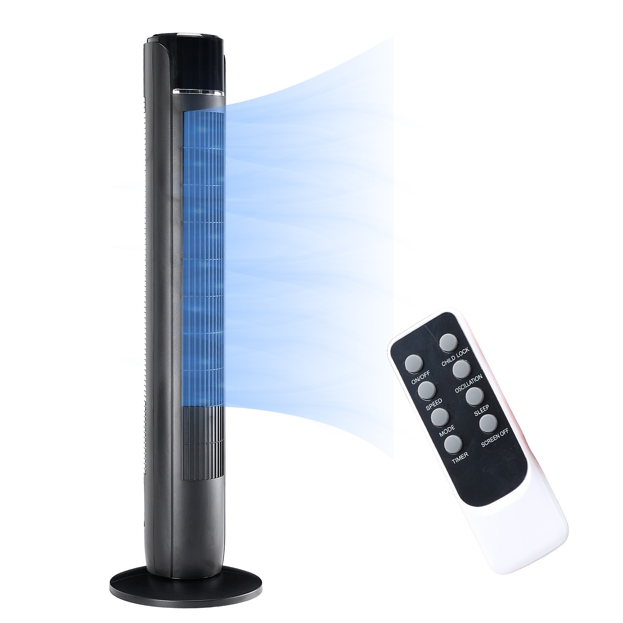 EdenDirect Tower Fan for Bedroom, 60°Oscillating Fan with Remote, 25ft Far, 28dB Quiet Electric Standing Fan, 12 H Timer, 5 Speeds, 4 Modes, Bladeless Floor fan for Home, Office, Indoor, 36 Inch