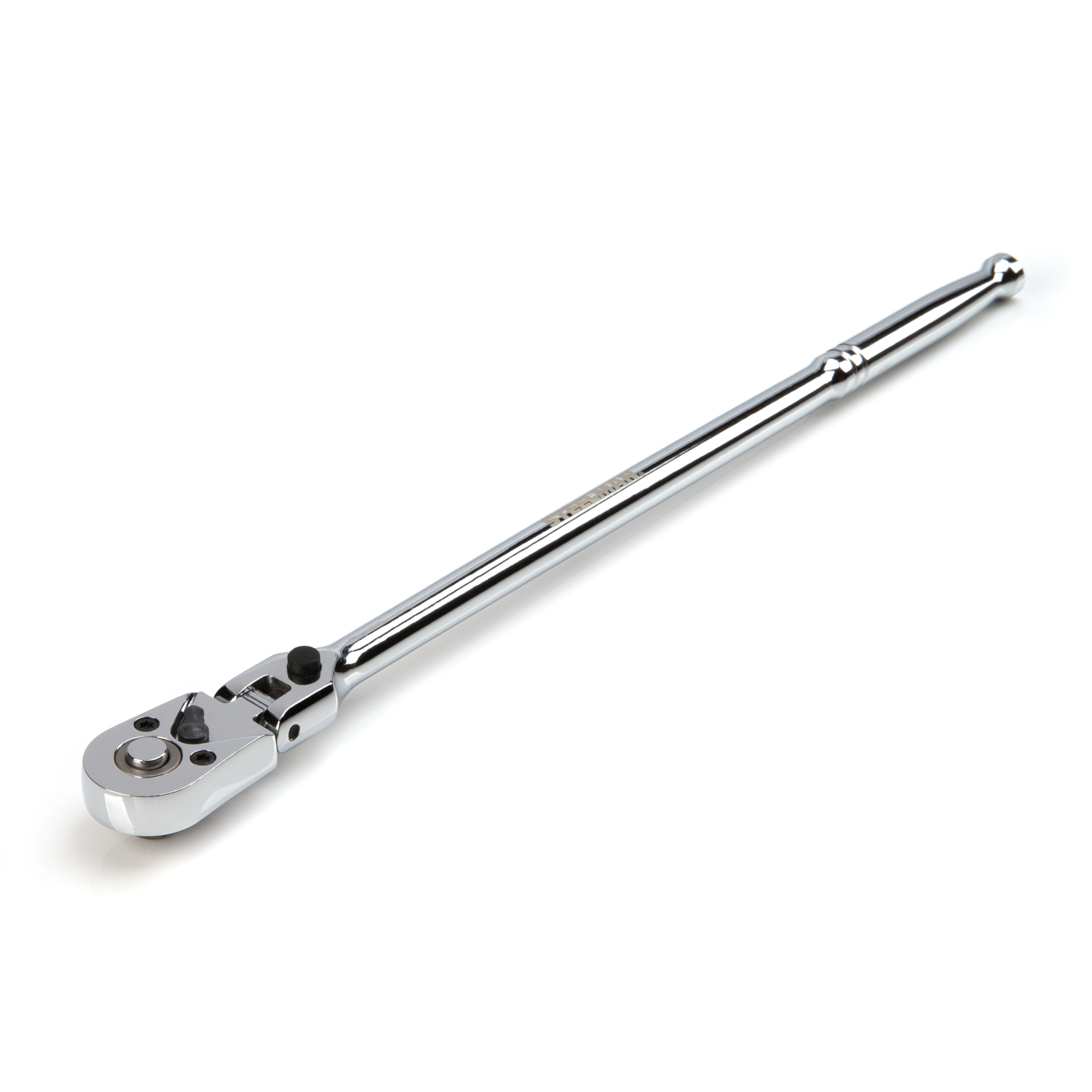 STEELMAN 1/4-Inch Drive 72-Tooth 180-Degree Flex-Head Reversible Quick-Release Ratchet with 12-Inch Long Full Polish Handle, Model# 60573