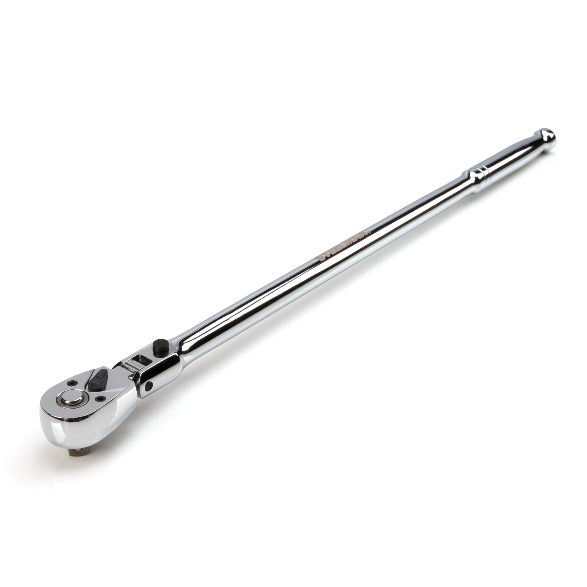 STEELMAN 3/8-Inch Drive 72-Tooth 180-Degree Flex-Head Reversible Quick-Release Ratchet with 18-Inch Long Full Polish Handle, Model# 60574