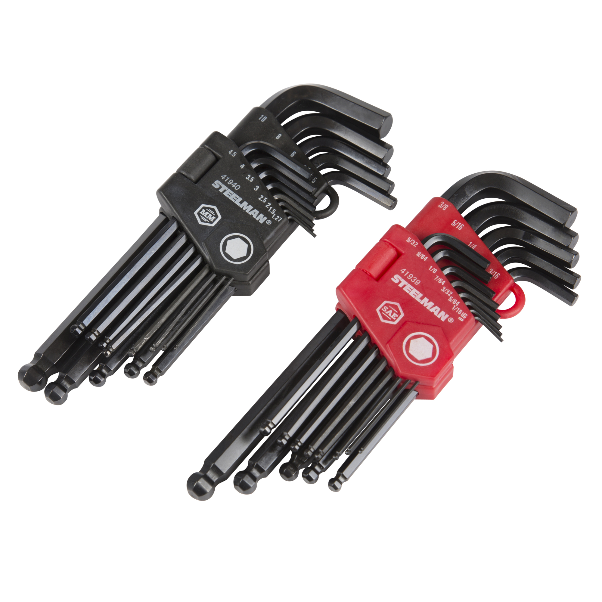 STEELMAN 26-Piece Long Arm Ball End Hex Key Wrench Set, Inch/Metric (SAE/MM), Model# 41938