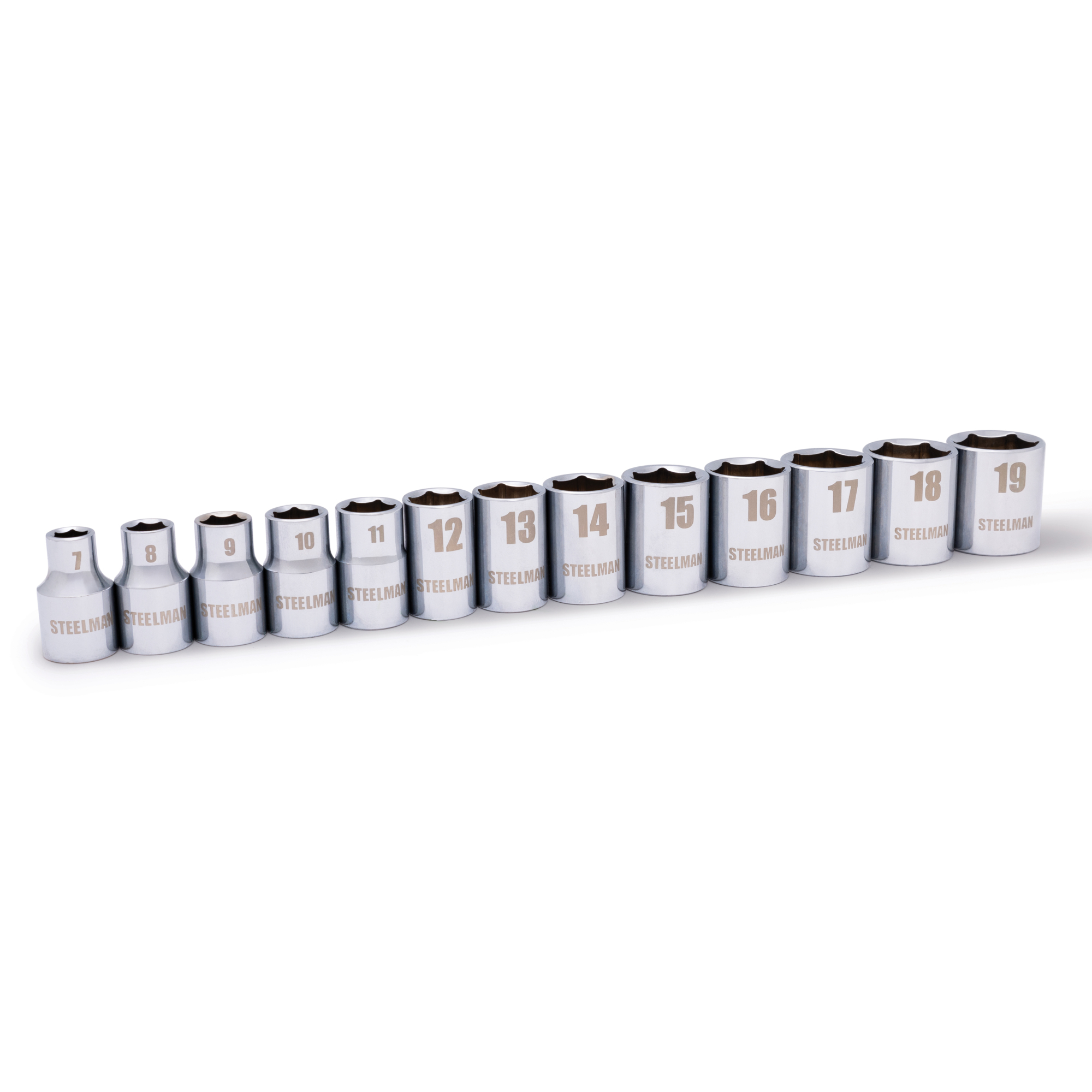 STEELMAN 13-Piece 3/8-Inch Drive Shallow Depth 6-Point Metric Chrome Socket Set, Model# 78528