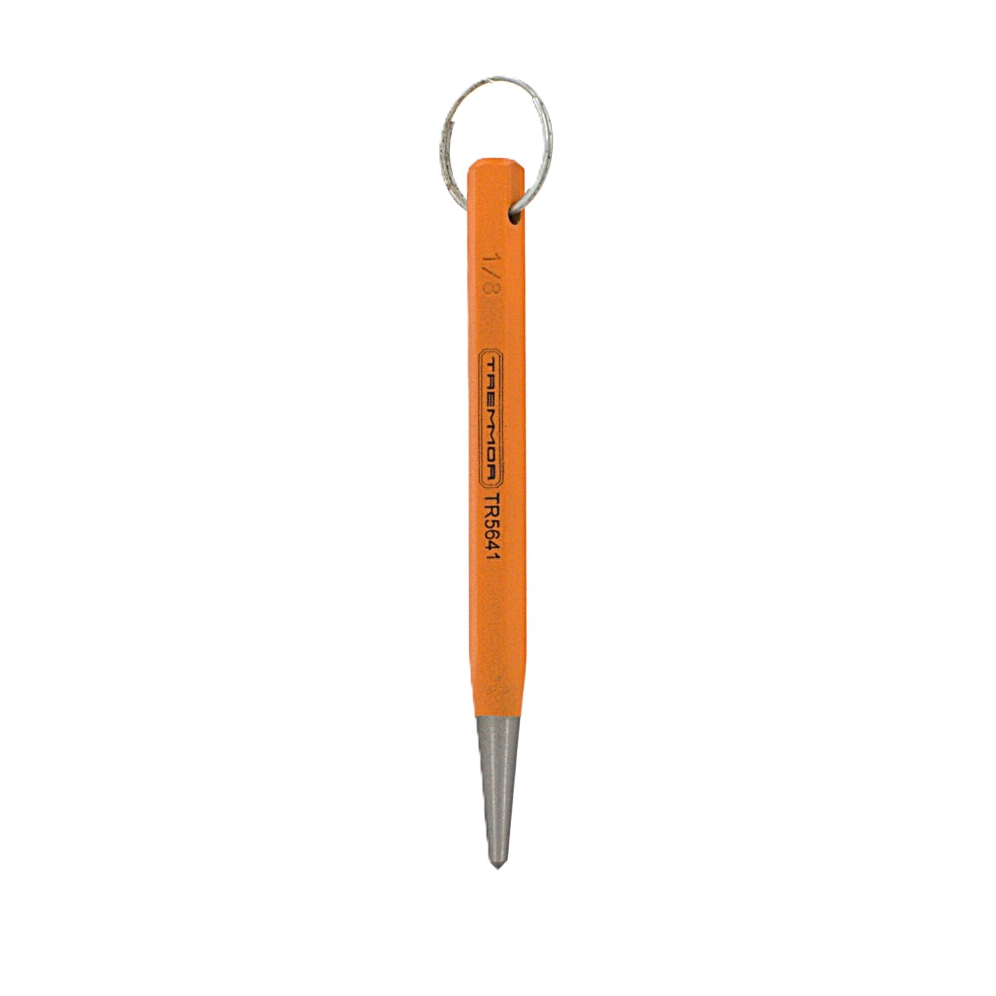 TREMMOR Tether Ready Center Punch with Lanyard Ring (1/8" Tip | 4.25" Length)