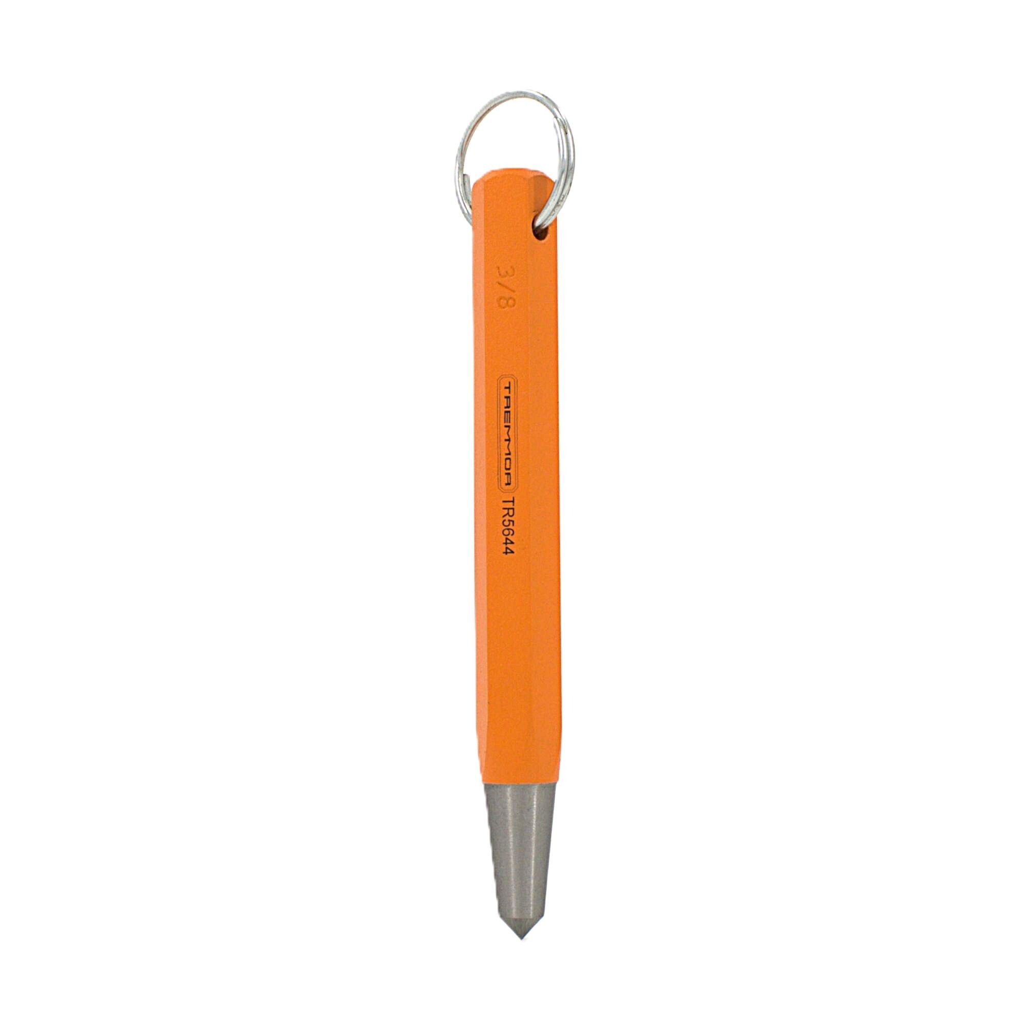 TREMMOR Tether Ready Center Punch with Lanyard Ring (3/8" Tip | 6.25" Length)