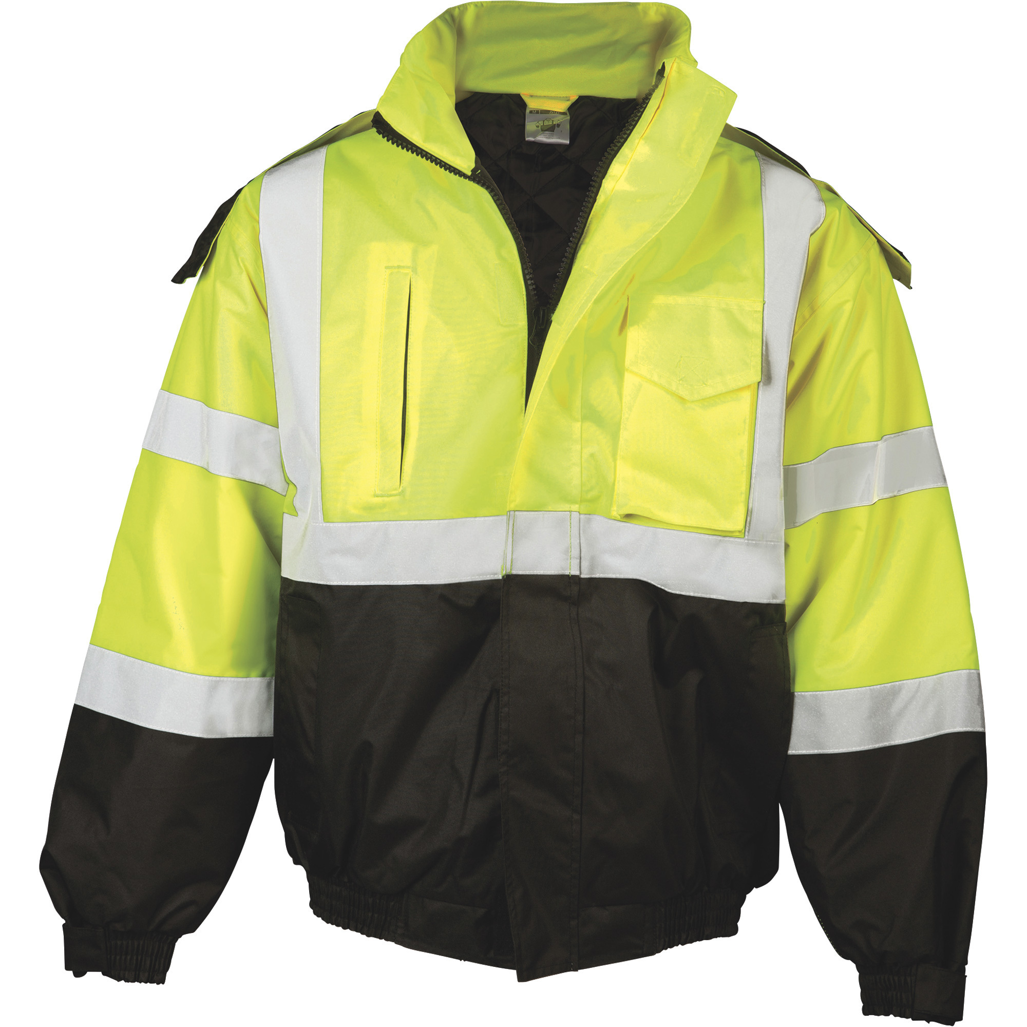 Kishigo, LIME ECO BOMBER JKT XL, Size XL, Color Lime, Model# JS121-XL