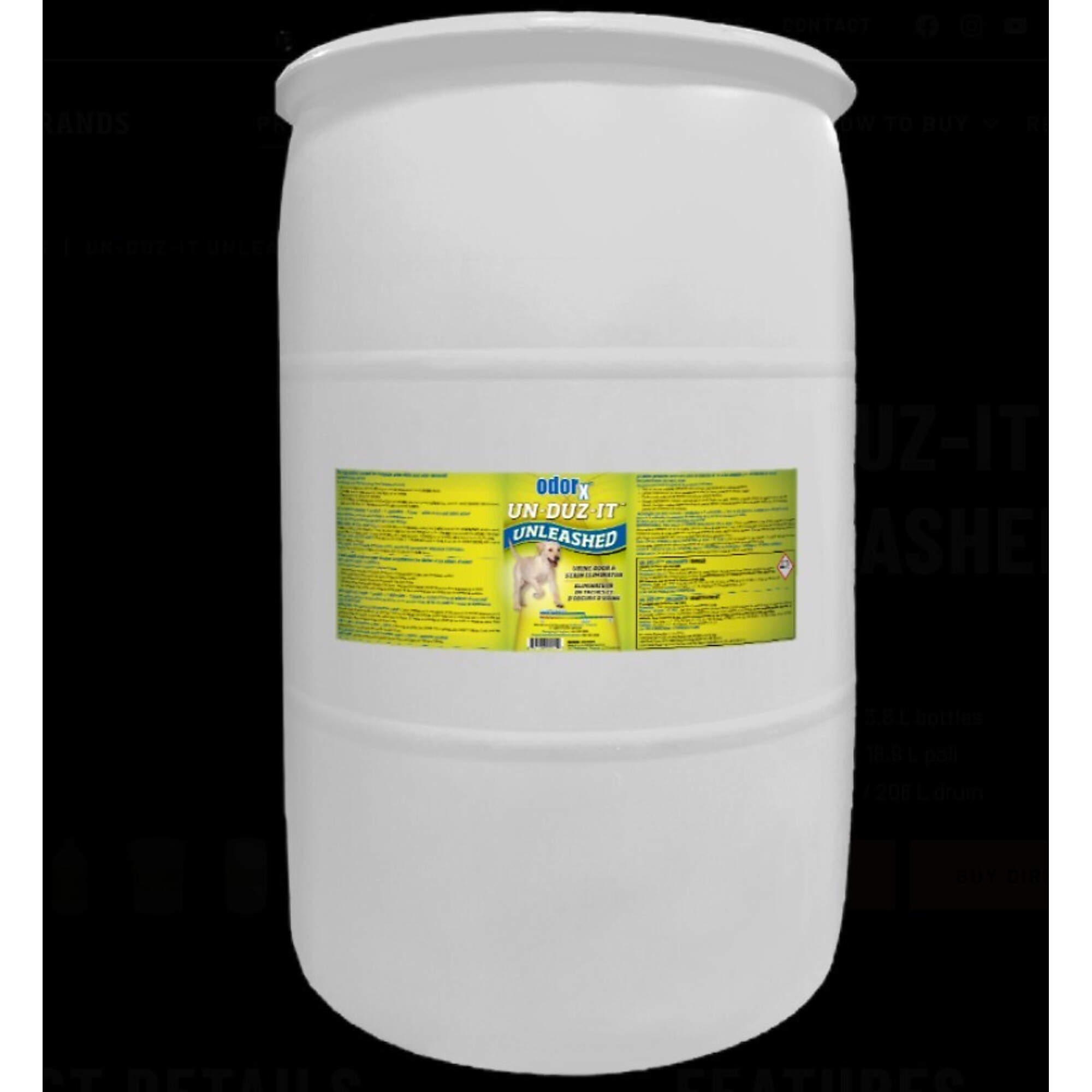 ODORx, Un-Duz-It Unleashed Drum 55 Gallons, Model # 116403. #1 selling pet odor solution!