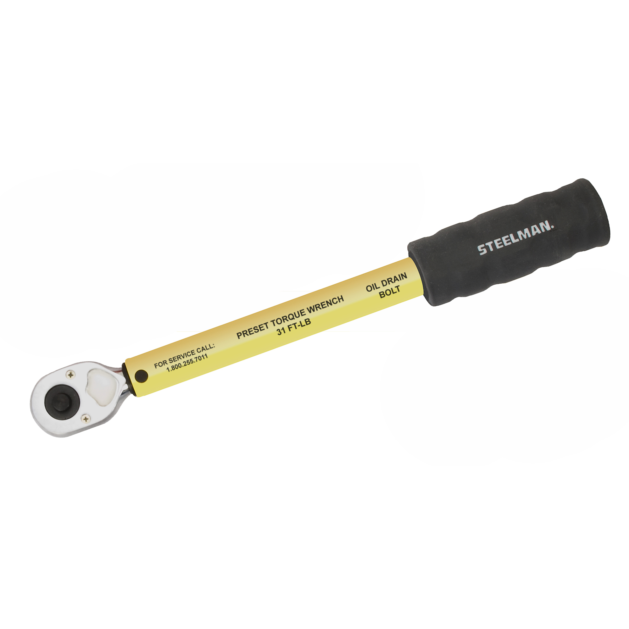 STEELMAN 3/8-Inch Drive Pre-Set 31 ft-lb Yellow Handled Drain Plug Servicing Torque Wrench, Model# 95338
