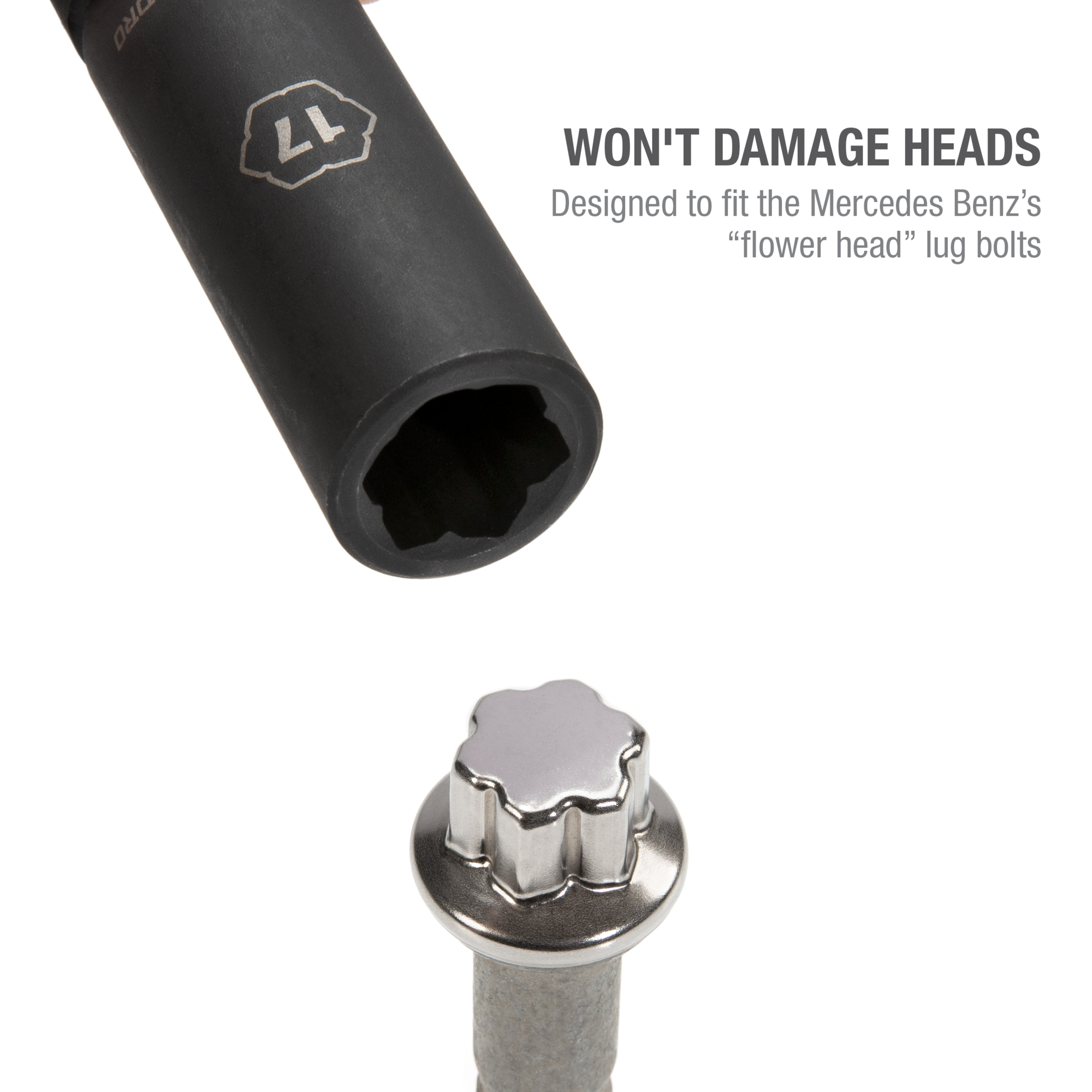 STEELMAN PRO 17mm Convex Head Lug Bolt Impact Socket for Mercedes Benz ...