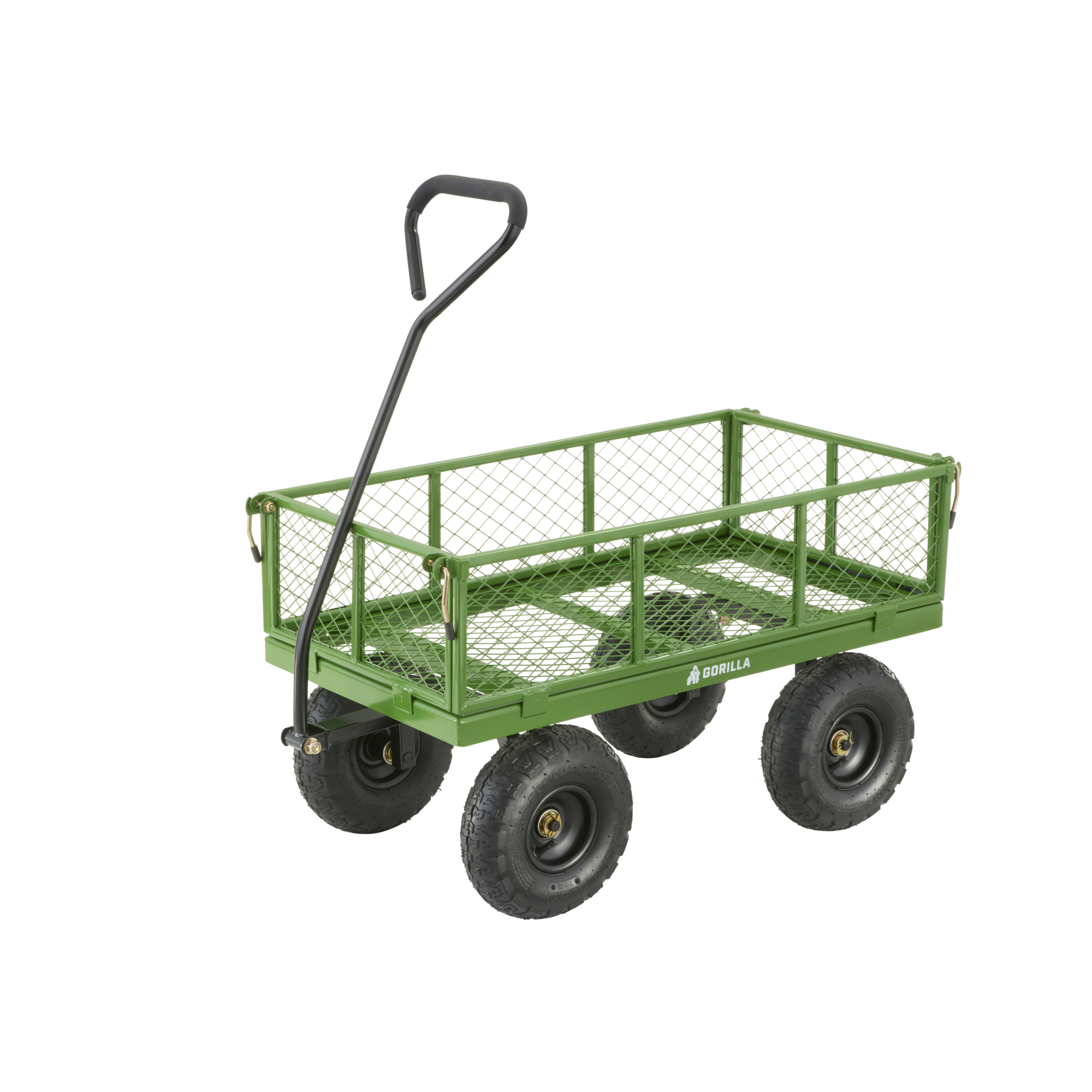 Gorilla 400 lb. Steel Utility Garden Cart, 3 cu. ft. Capacity, 10 in. Pneumatic Tires, Removable Side Panels, Wide Grip Handle