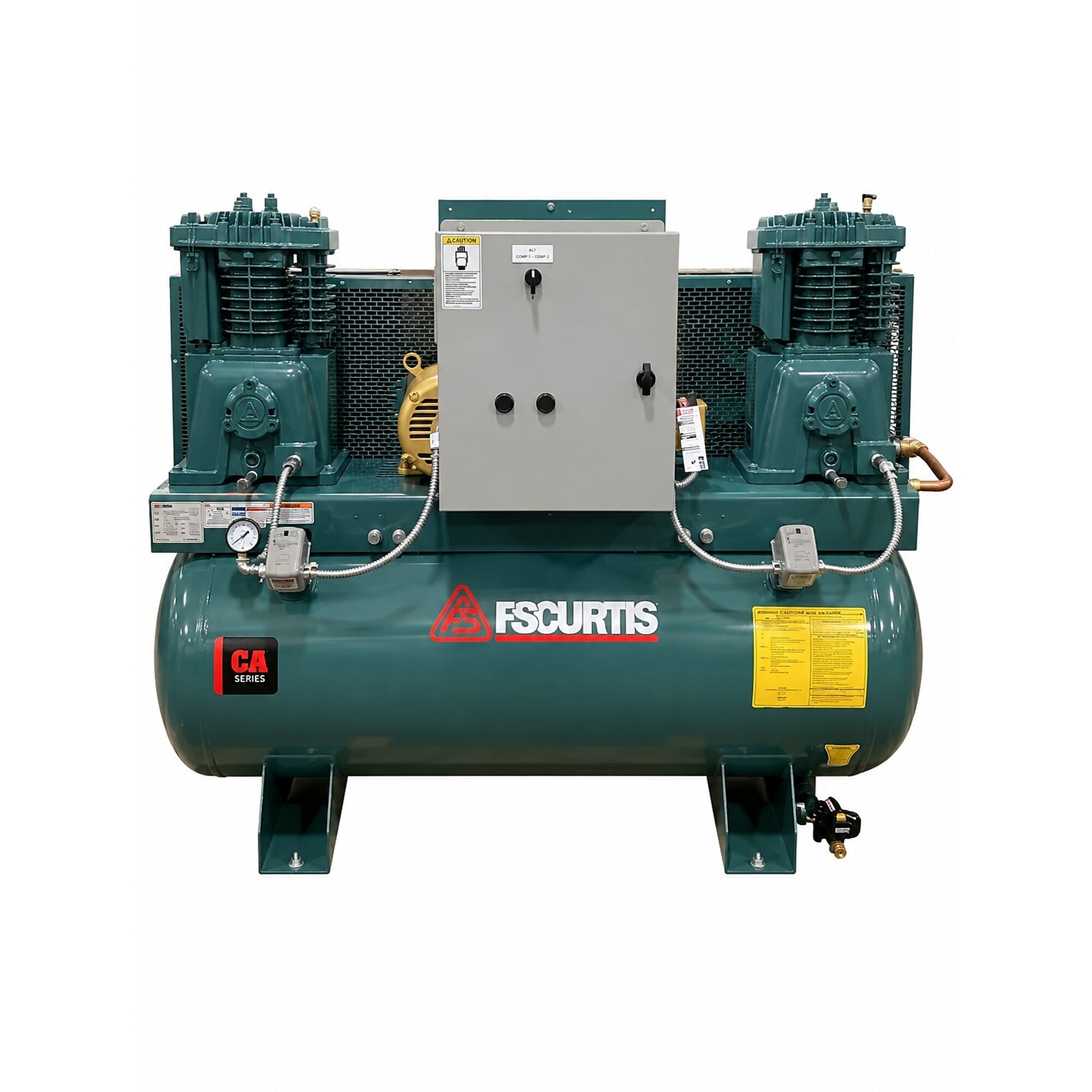 FS-Curtis CA5 Duplex UltraPack  3-Phase 460V, 5(x2) HP, 2 Stage Electric Air Compressor, 120 Gallon, 175PSI, 18.5CFM