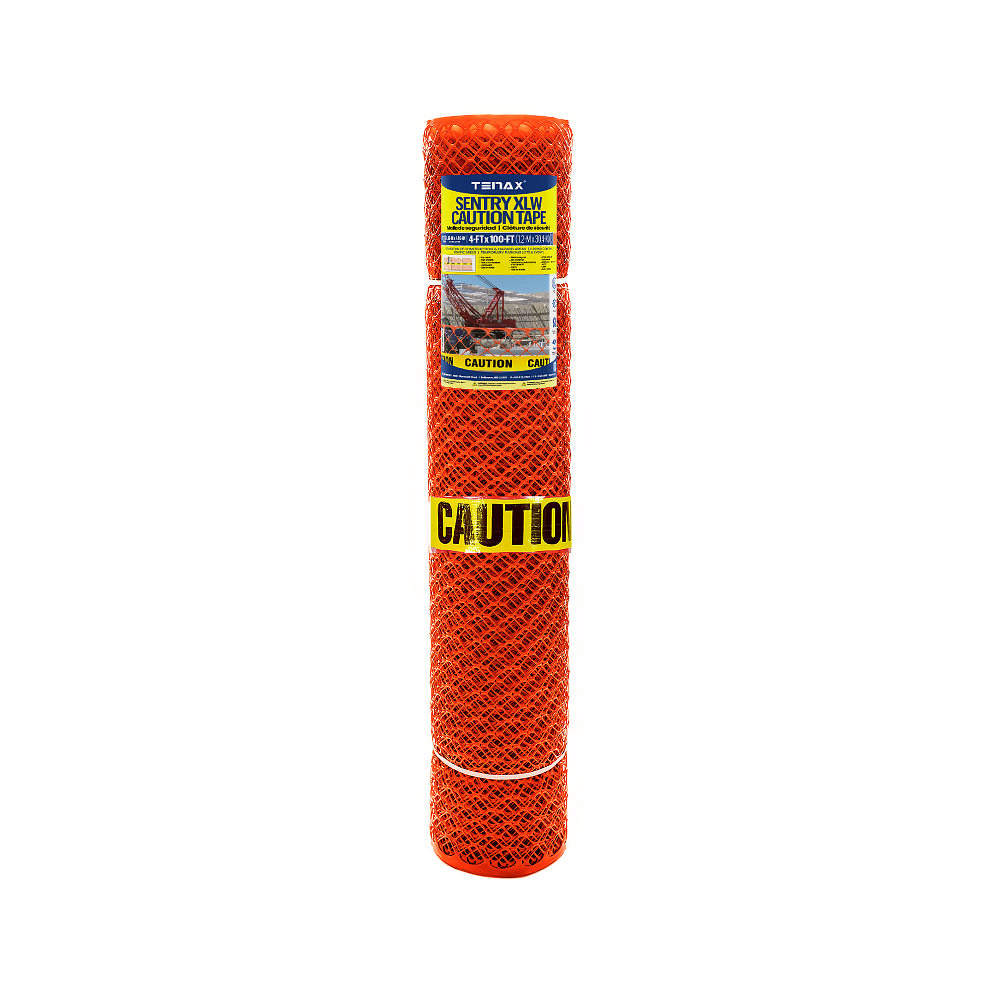 Tenax Sentry XLW Caution Tape Safety Fence — 4ft. x 100ft., Diamond Mesh, UV-Treated, Orange, Model# 2A240305
