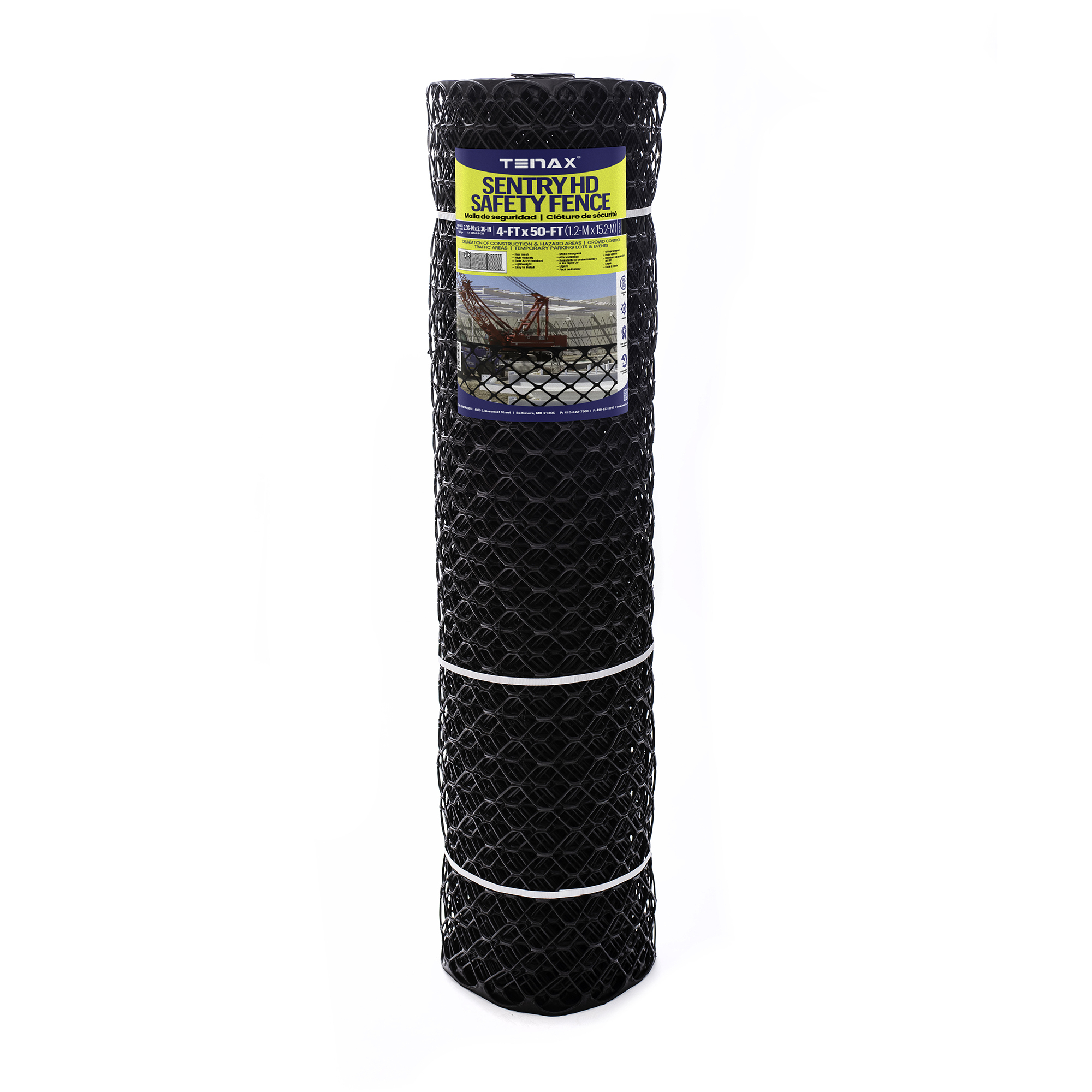 Tenax Sentry HD Diamond Safety Fence — 4ft. x 50ft., Heavy-Duty, HDPE, Black, 274-Lb. Breaking Load, Model# 64315809