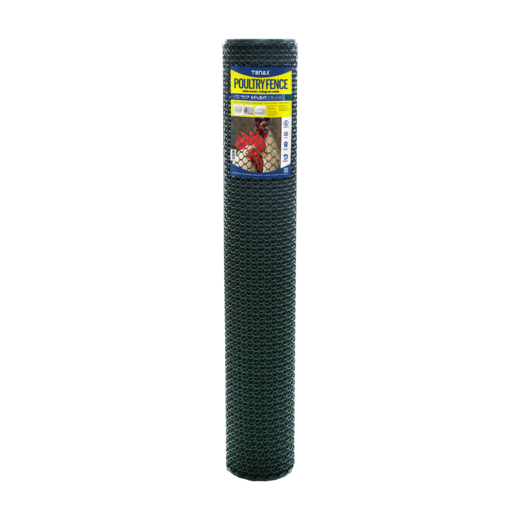 Tenax Poultry Fence — 4ft. x 25ft., Green, HDPE, Rust-Proof, Model# 2A240040