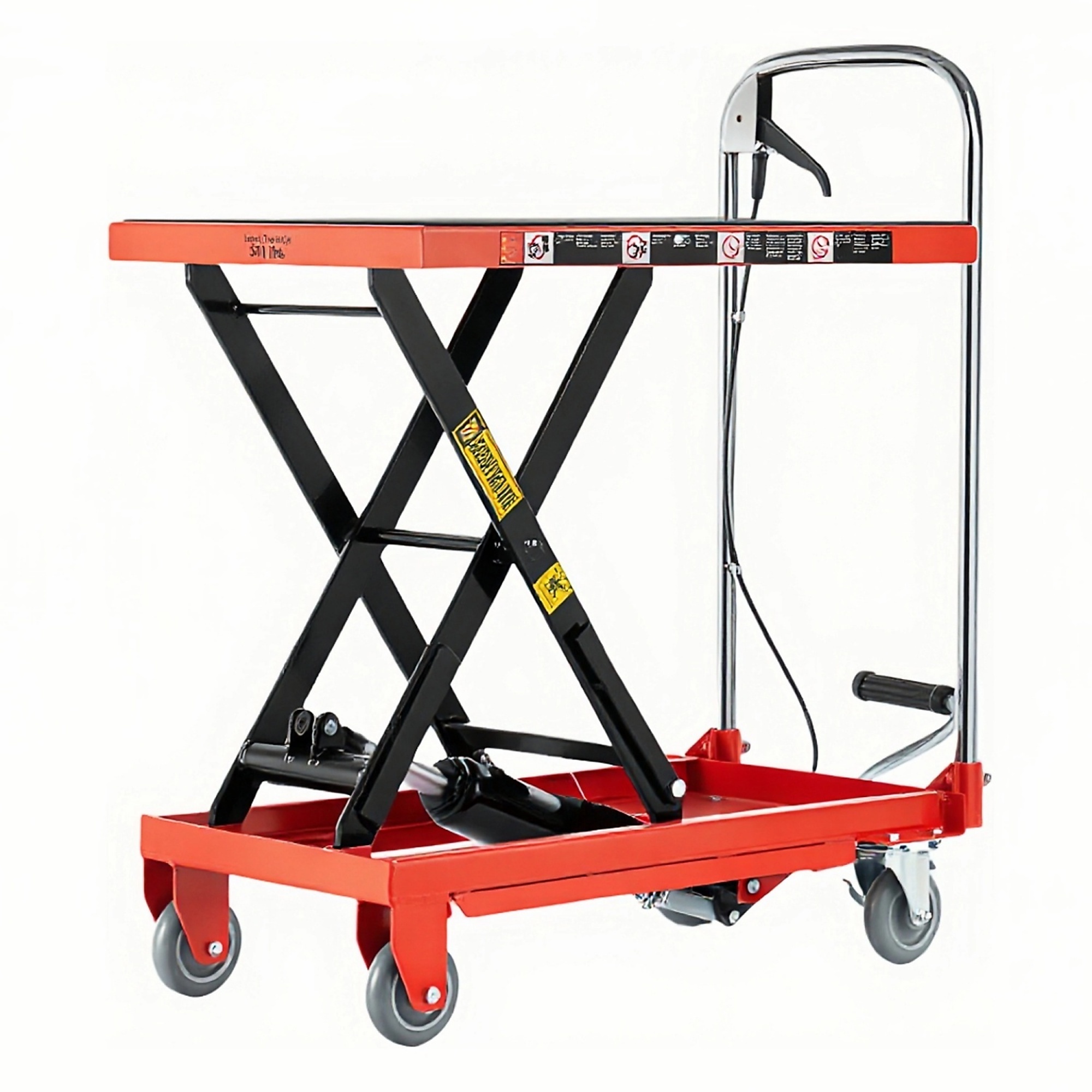 500lbs Load Capacity Hydraulic Lift Table Cart with Non-Slip Pads and 4 Wheels