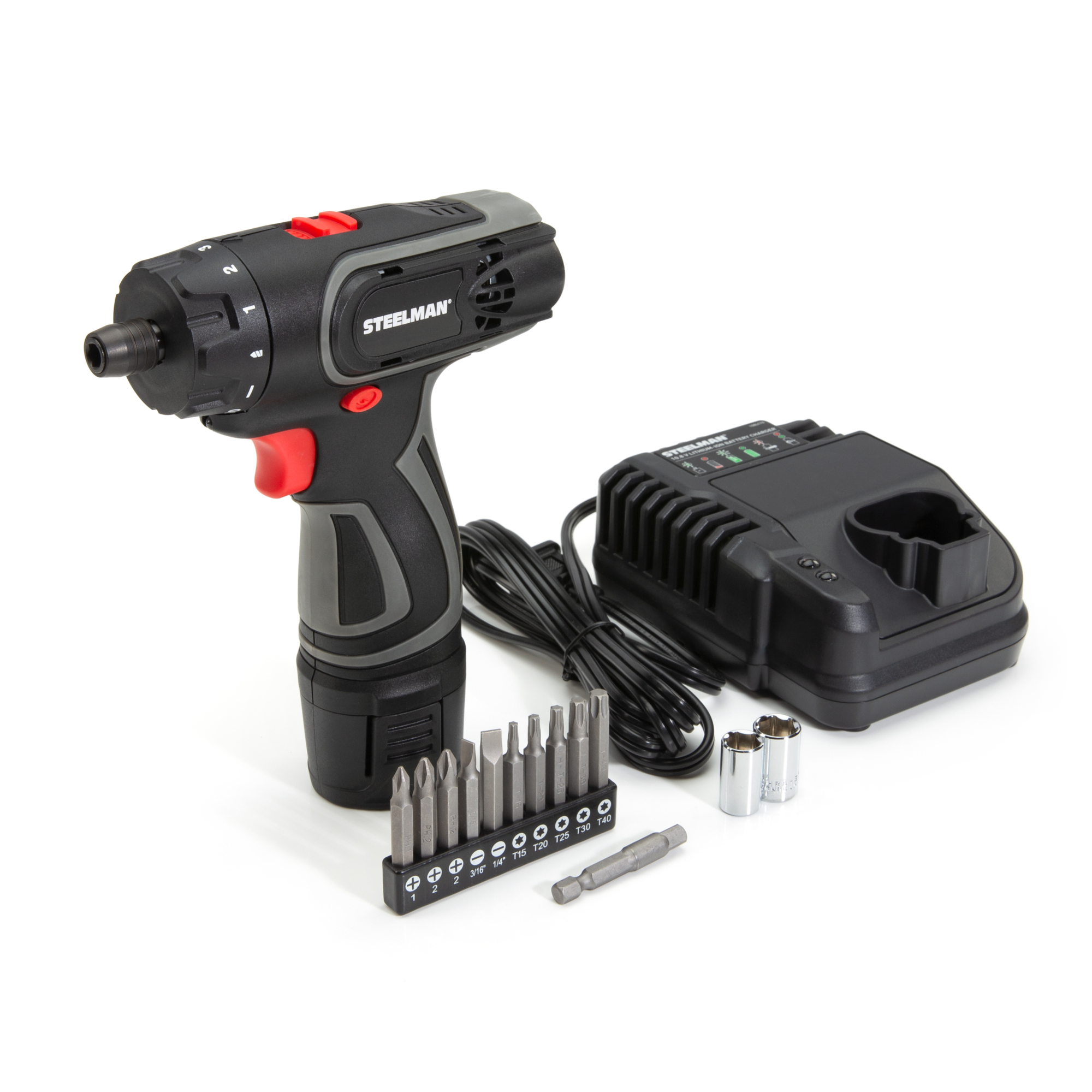 STEELMAN 10.8V 1/4-Inch Two Speed Cordless Li-Ion Screwdriver Kit, Model# 108SD14K