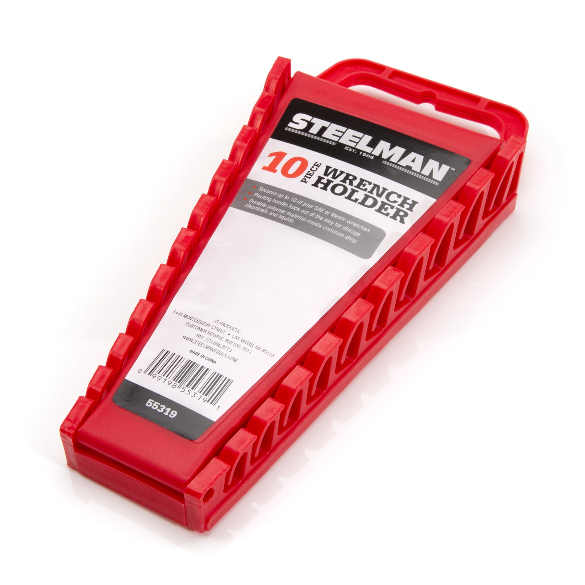 STEELMAN Universal 10-Tool Wrench Holder, Red, Model# 55319