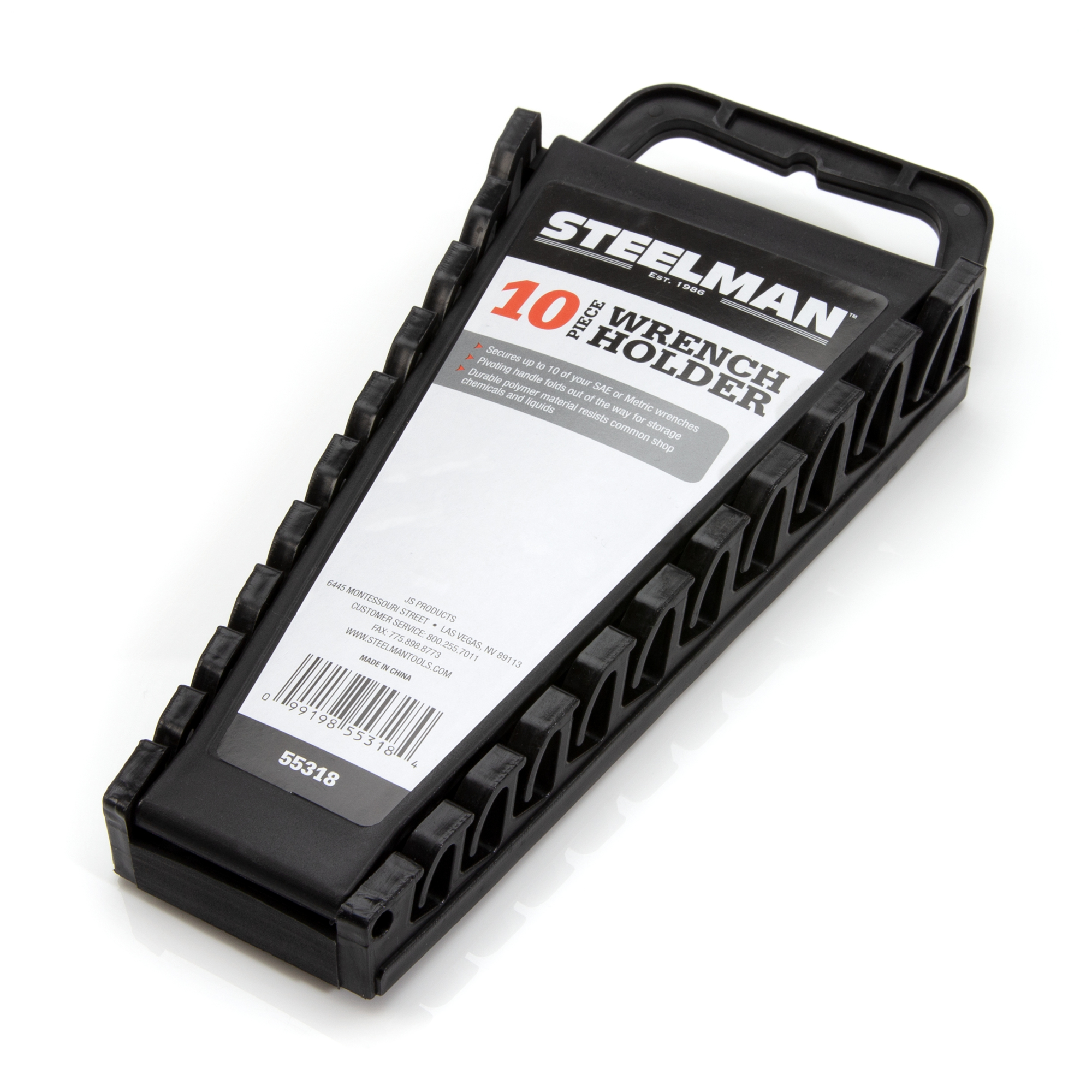 STEELMAN Universal 10-Tool Wrench Holder, Black, Model# 55318