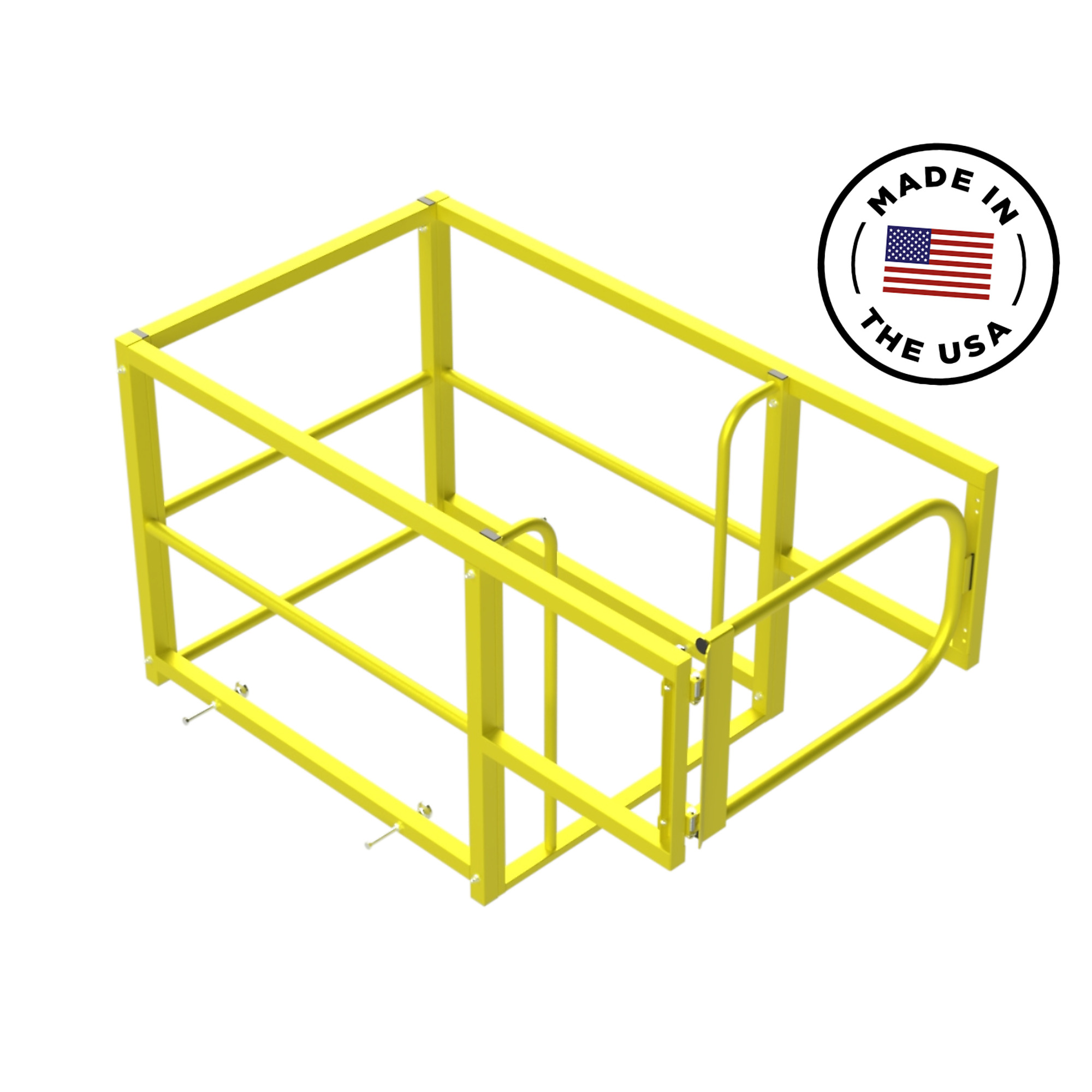 Safety Rail Co. 4-Piece Hatchguard — Powdercoat Yellow, 48 x 48 Feet with 48 Inch Gate — OSHA Compliant — Made in USA