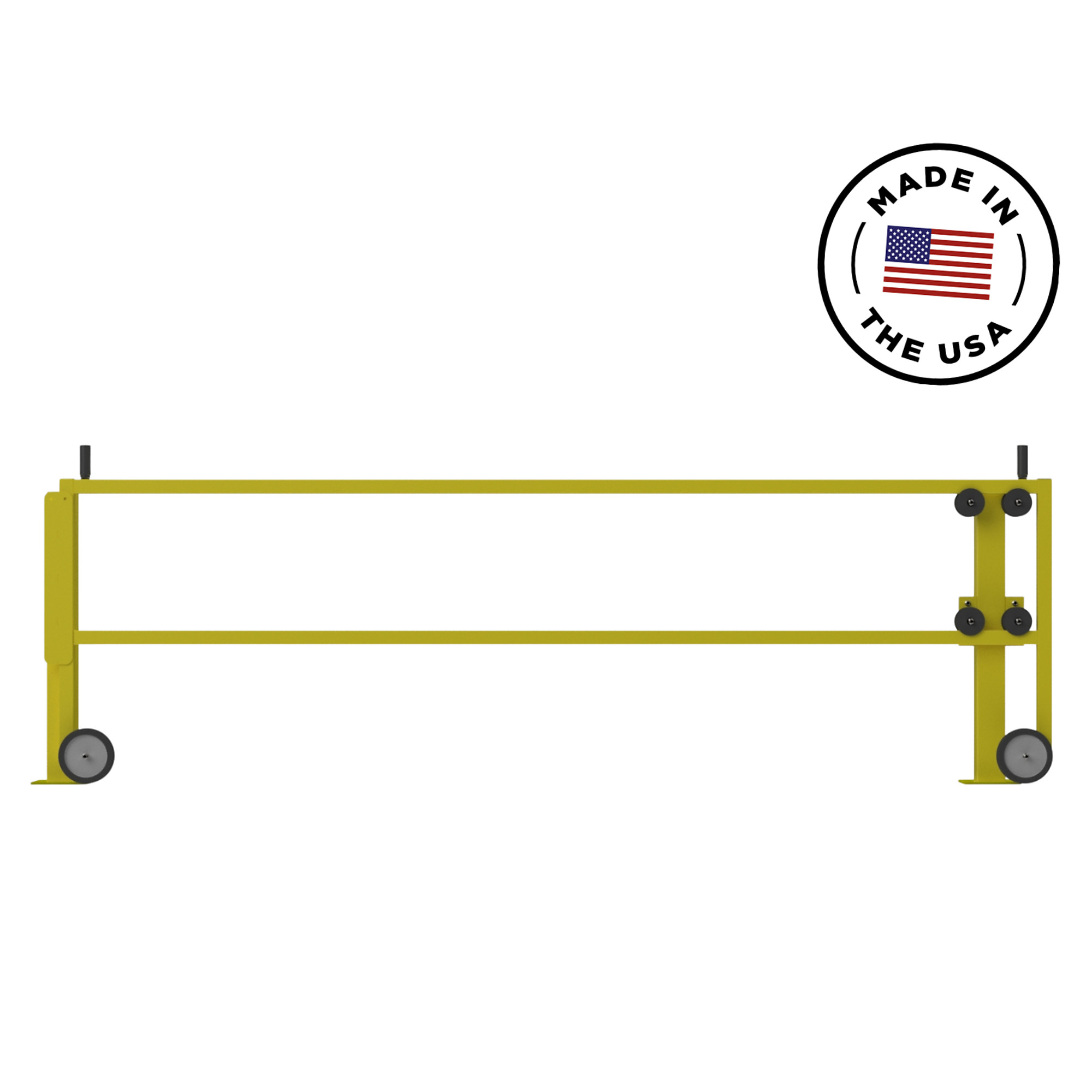 Safety Rail Co. Dock Roller Gate — Powdercoat Yellow, 9 feet — OSHA Compliant — Made in USA