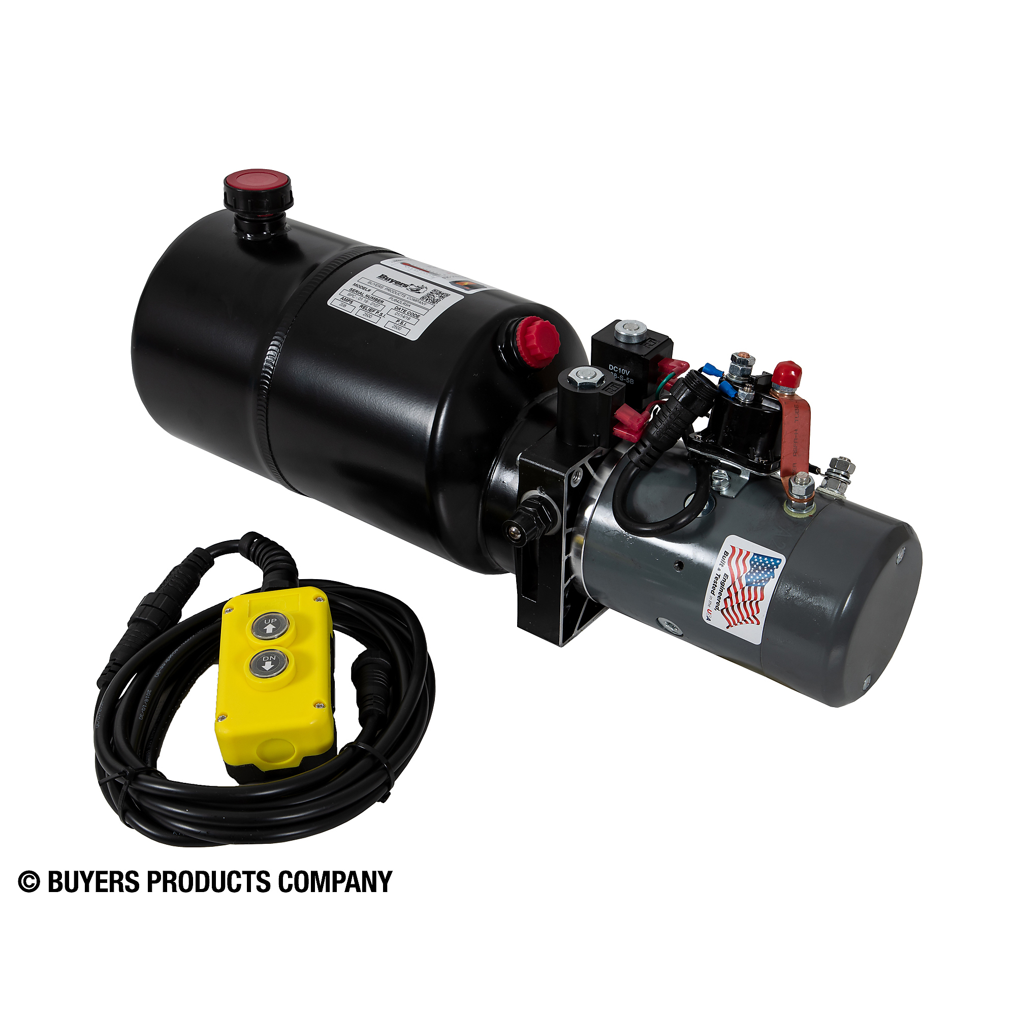 Buyers Products 4-Way DC Power Unit-Electric Controls Horizontal 1.5 Gallon Steel Reservoir, Model # PU642LRSA