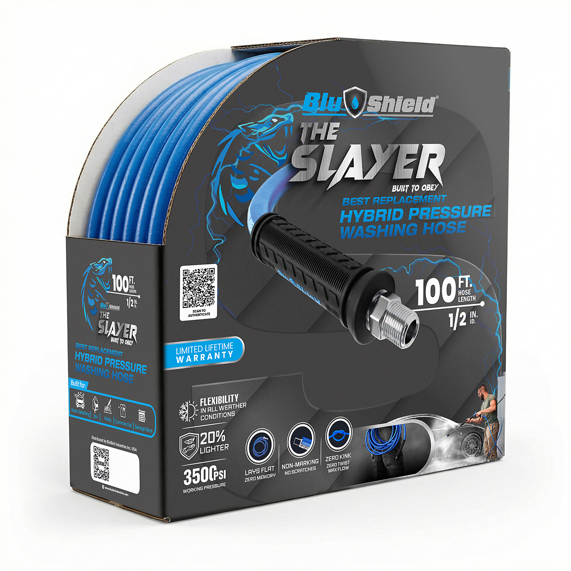 Blu Shield The Slayer Hybrid Pressure Washing Hose 1/2" X 100'