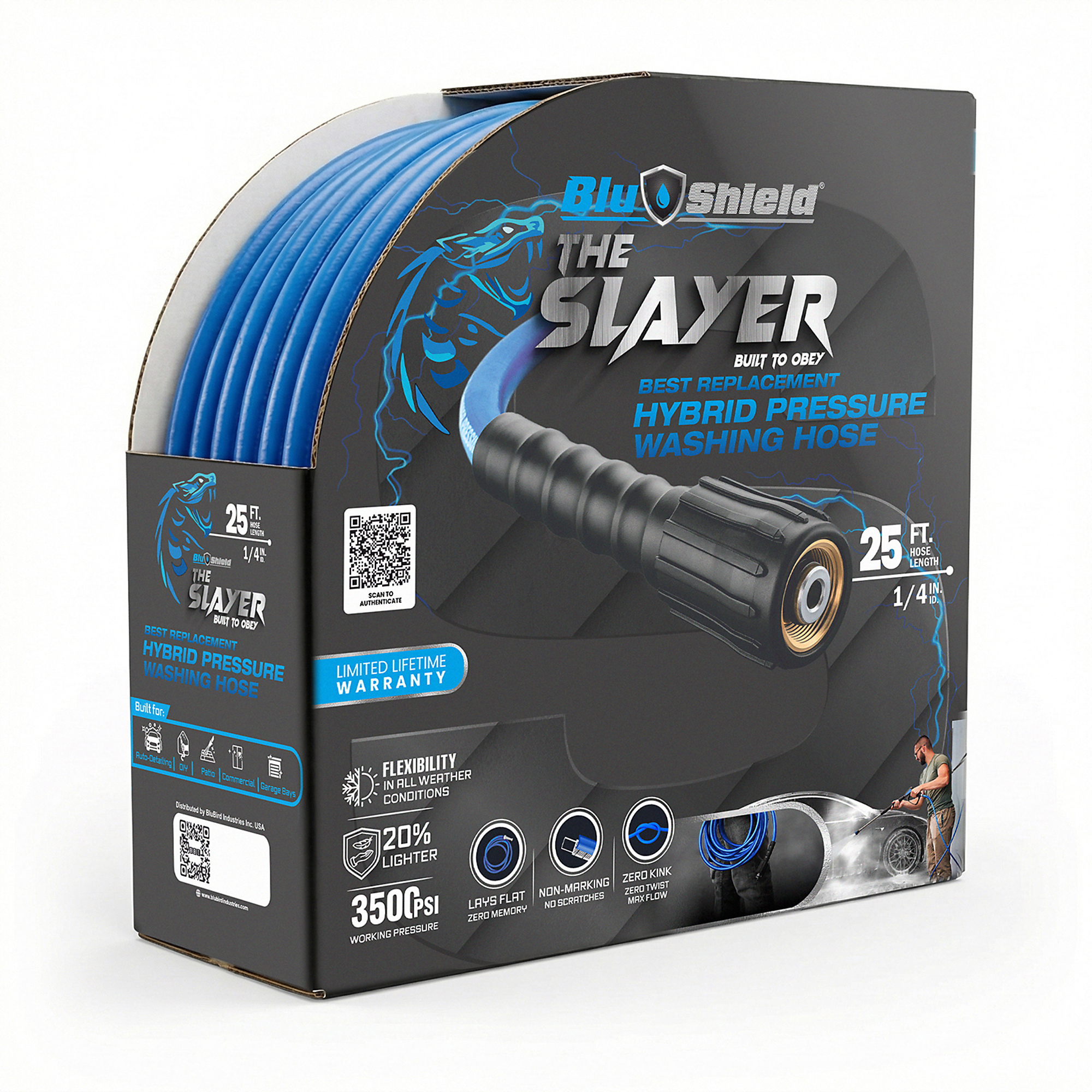 Blu Shield The Slayer Hybrid Pressure Washing Hose 1/4" X 25'