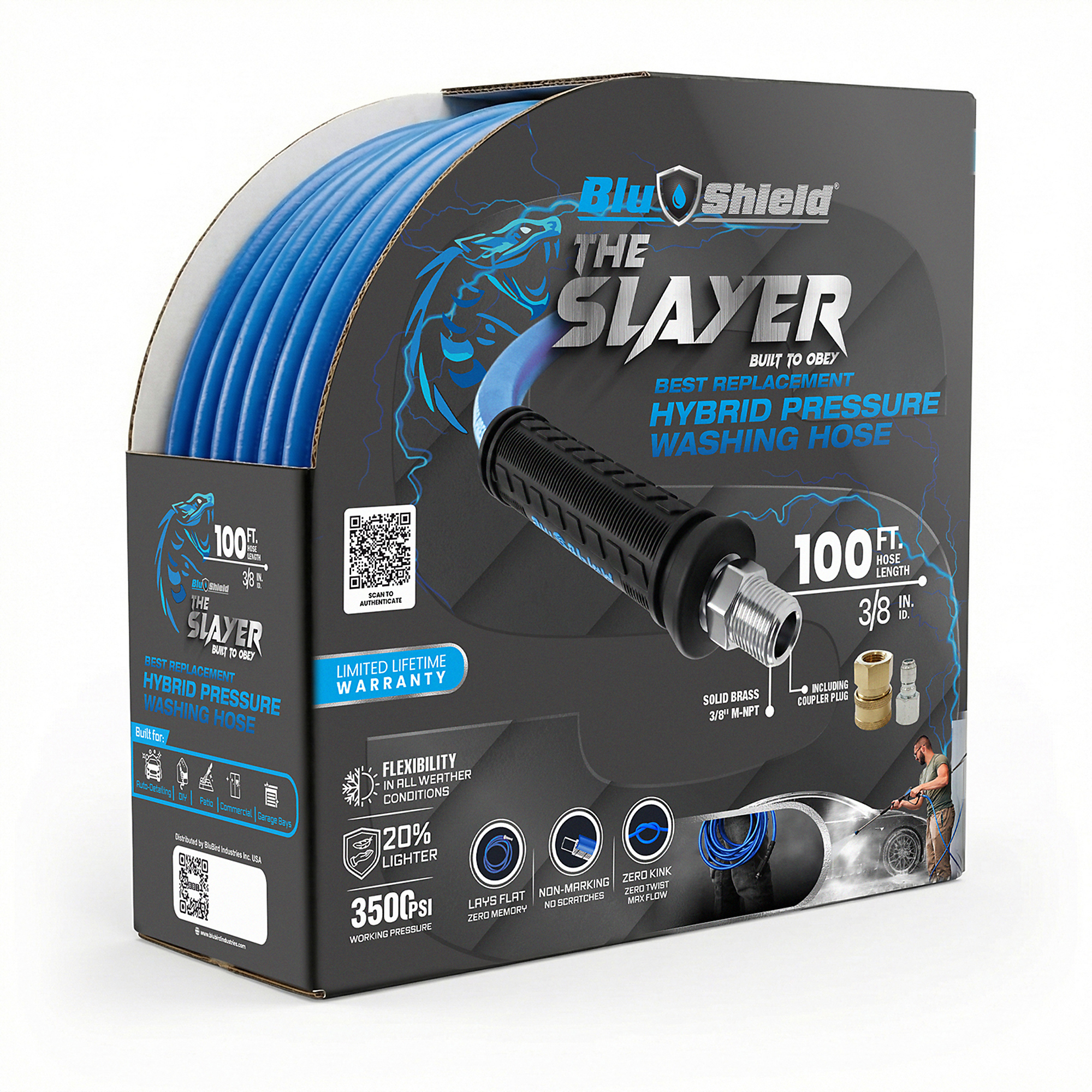 Blu Shield The Slayer Hybrid Pressure Washing Hose 3/8" X 100'