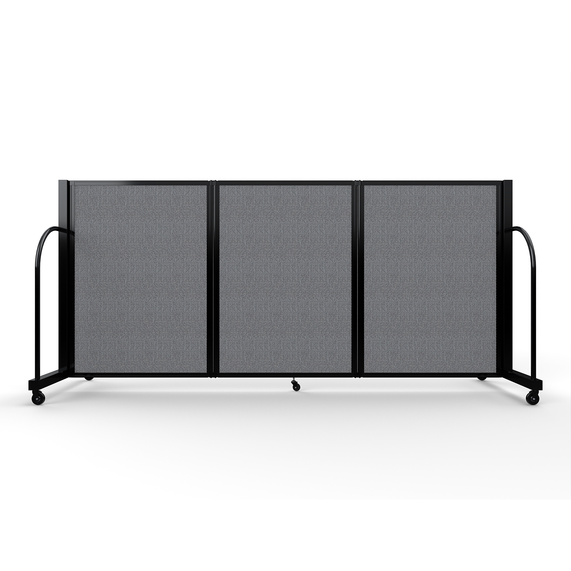 Screenflex Full Motion Divider, 4' x 8'7", Black Frame, Stone