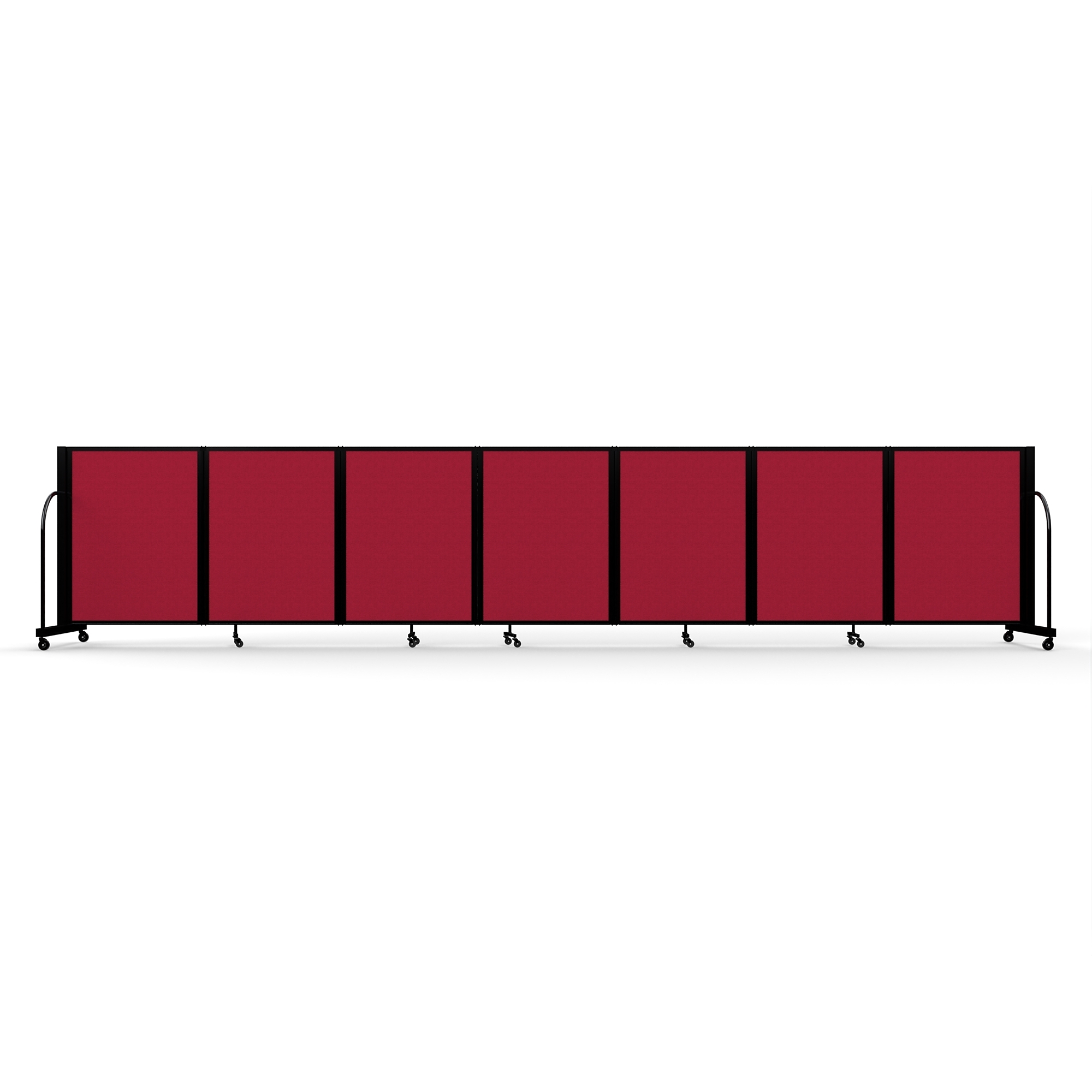 Screenflex Full Motion Divider, 4' x 19'7", Black Frame, Primary Red