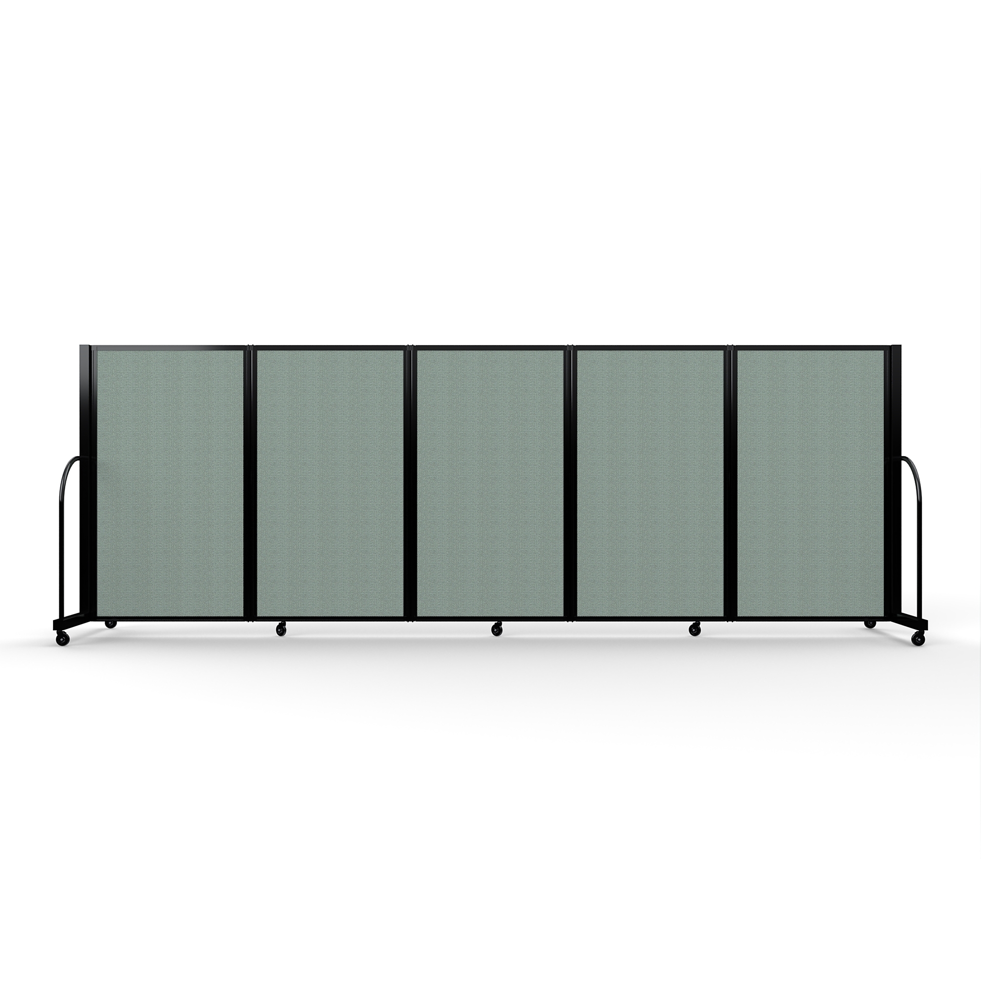 Screenflex Full Motion Divider, 5' x 14'1", Black Frame, Sea Green