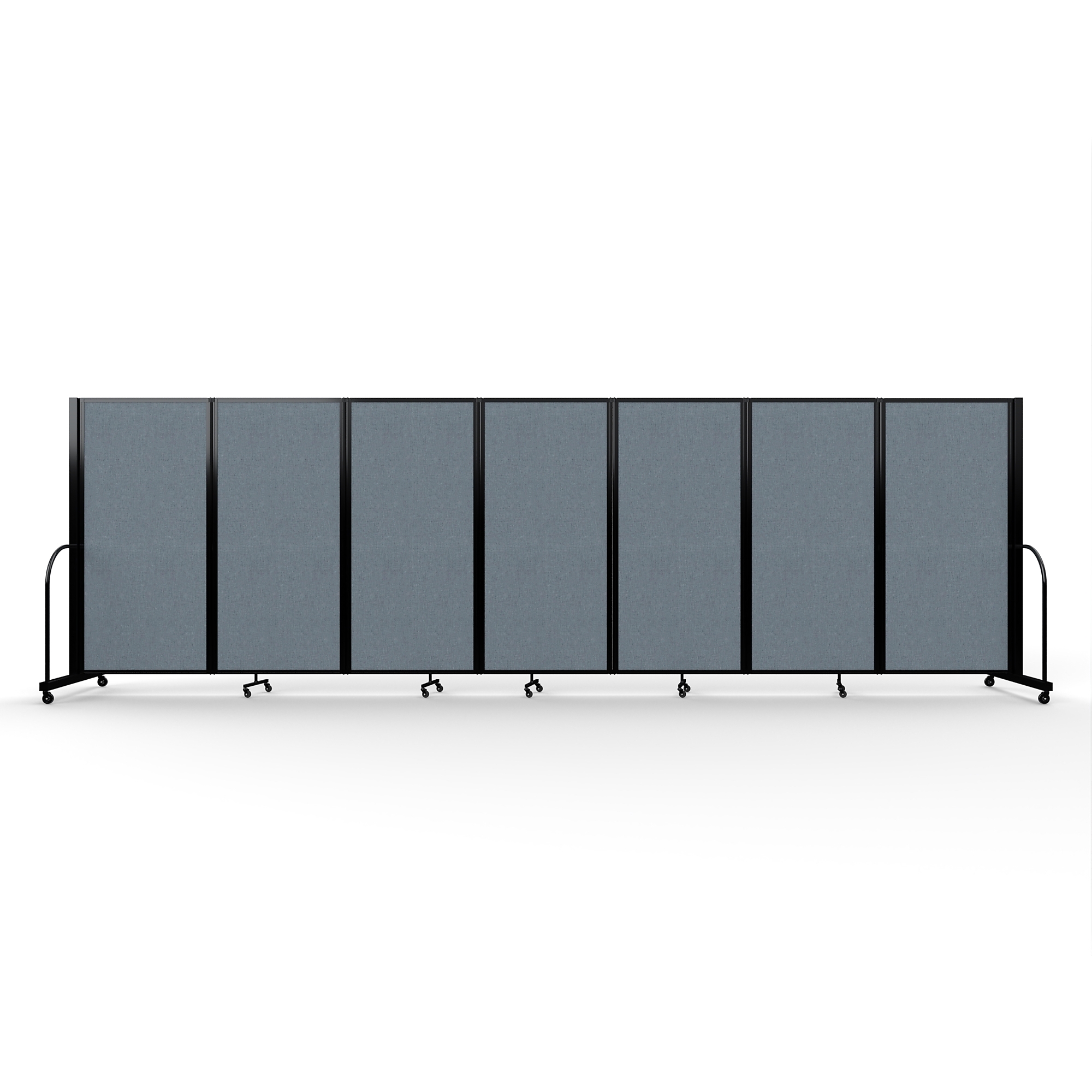 Screenflex Full Motion Divider, 6' x 19'7", Black Frame, Summer Blue