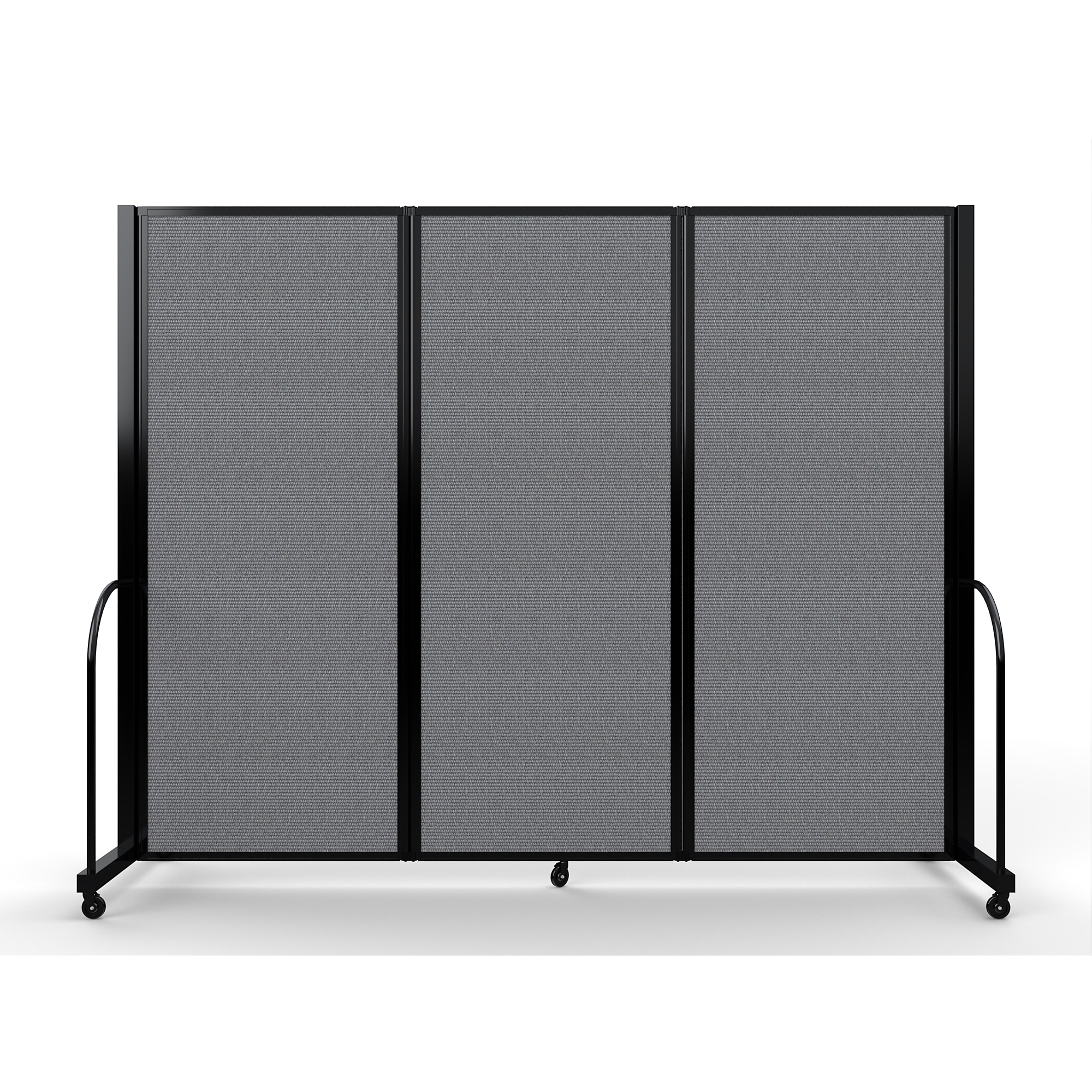 Screenflex Full Motion Divider, 6'10" x 8'7", Black Frame, Stone