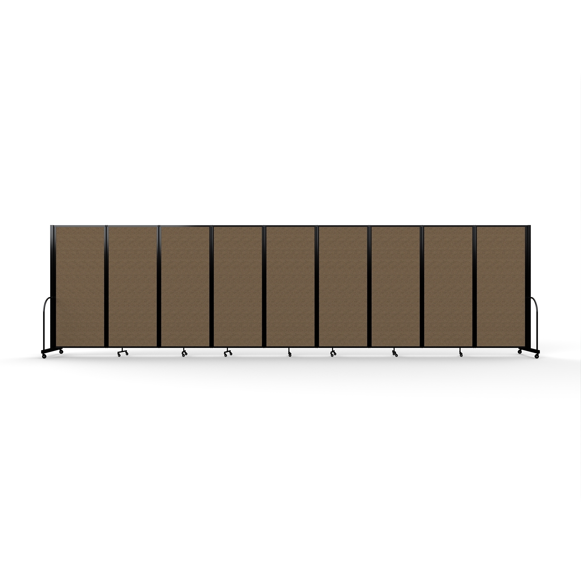Screenflex Full Motion Divider — 6ft. 10in. x 25ft. 1in., Black Frame, Walnut, Model# FSH-6109-B-DO