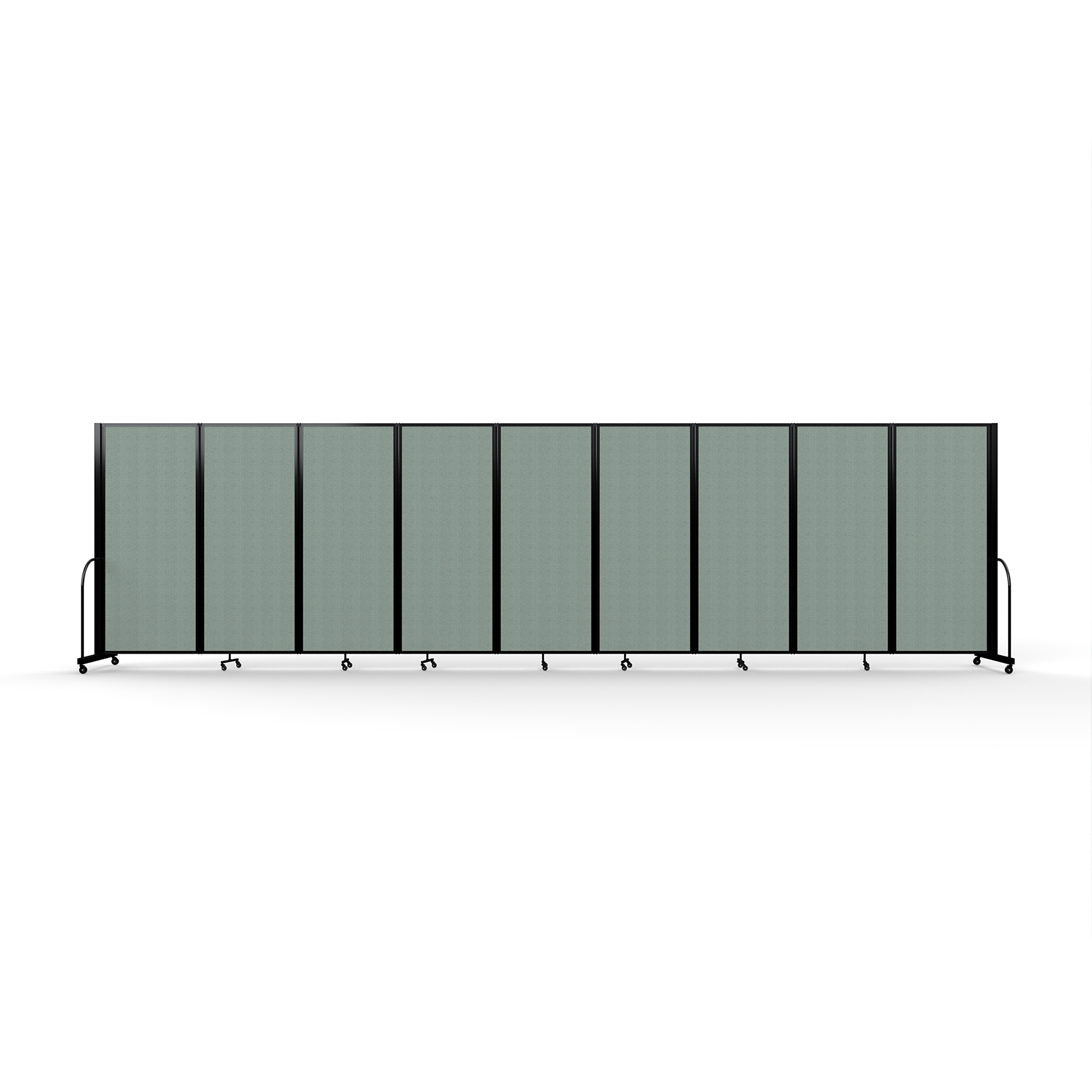 Screenflex Full Motion Divider — 6ft. 10in. x 25ft. 1in., Black Frame, Sea Green, Model# FSH-6109-B-EN