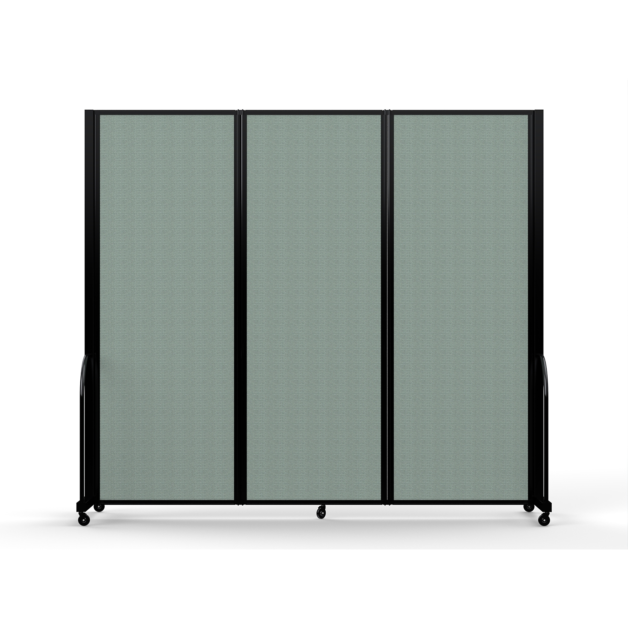 Screenflex Full Motion Divider, 7'6" x 8'7", Black Frame, Sea Green