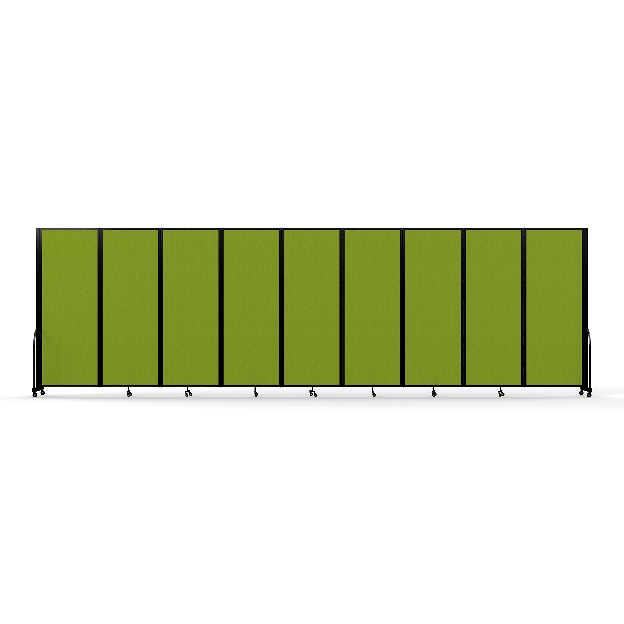 Screenflex Full Motion Divider, 7'6" x 25'1", Black Frame, Apple Green