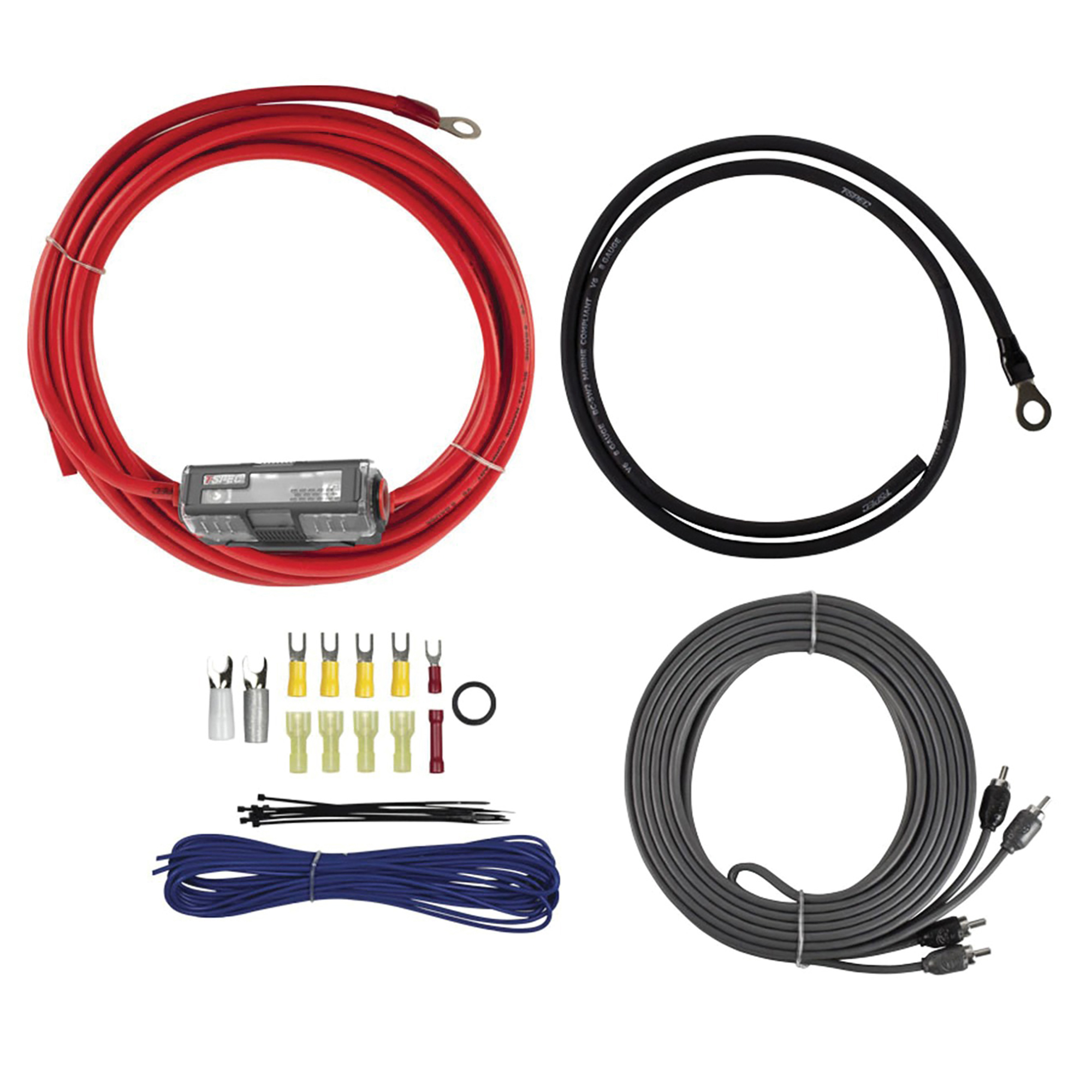 T-Spec v8 SERIES 600-Watt 8-Gauge Mini-ANL Amp Installation Kit with RCA Cables