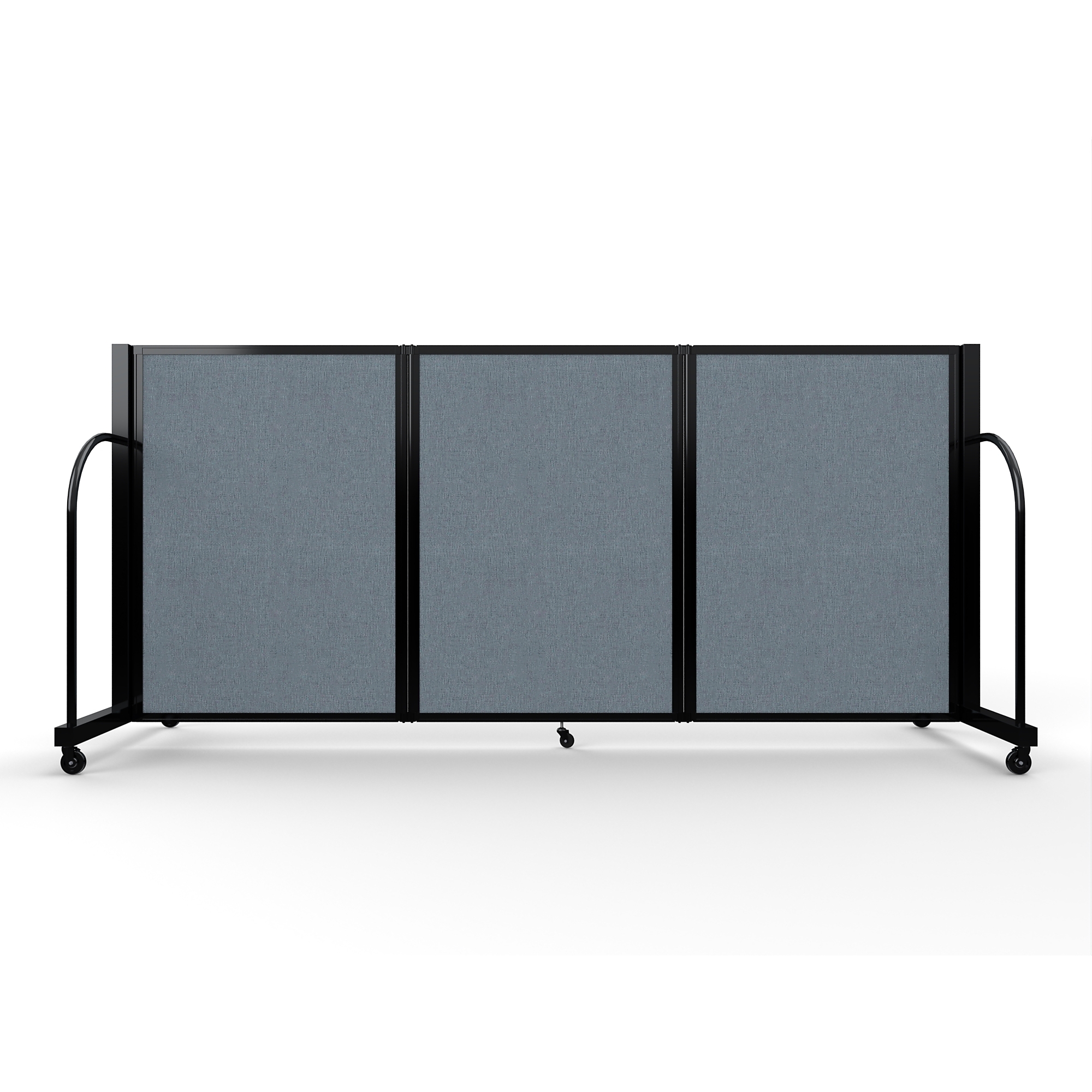 Screenflex Full Motion Divider, 4' x 8'7", Black Frame, Summer Blue