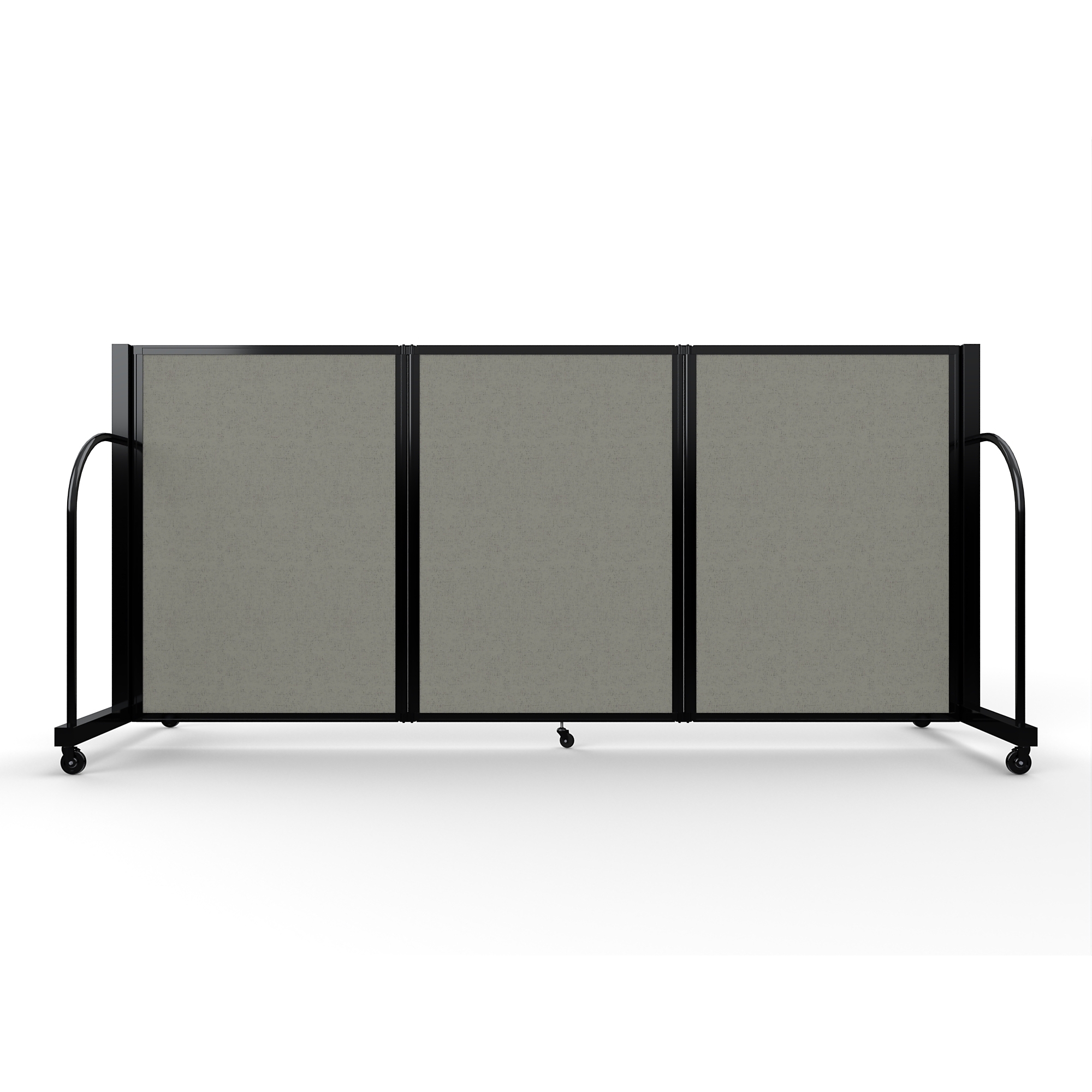 Screenflex Full Motion Divider, 4' x 8'7", Black Frame, Gray Smoke