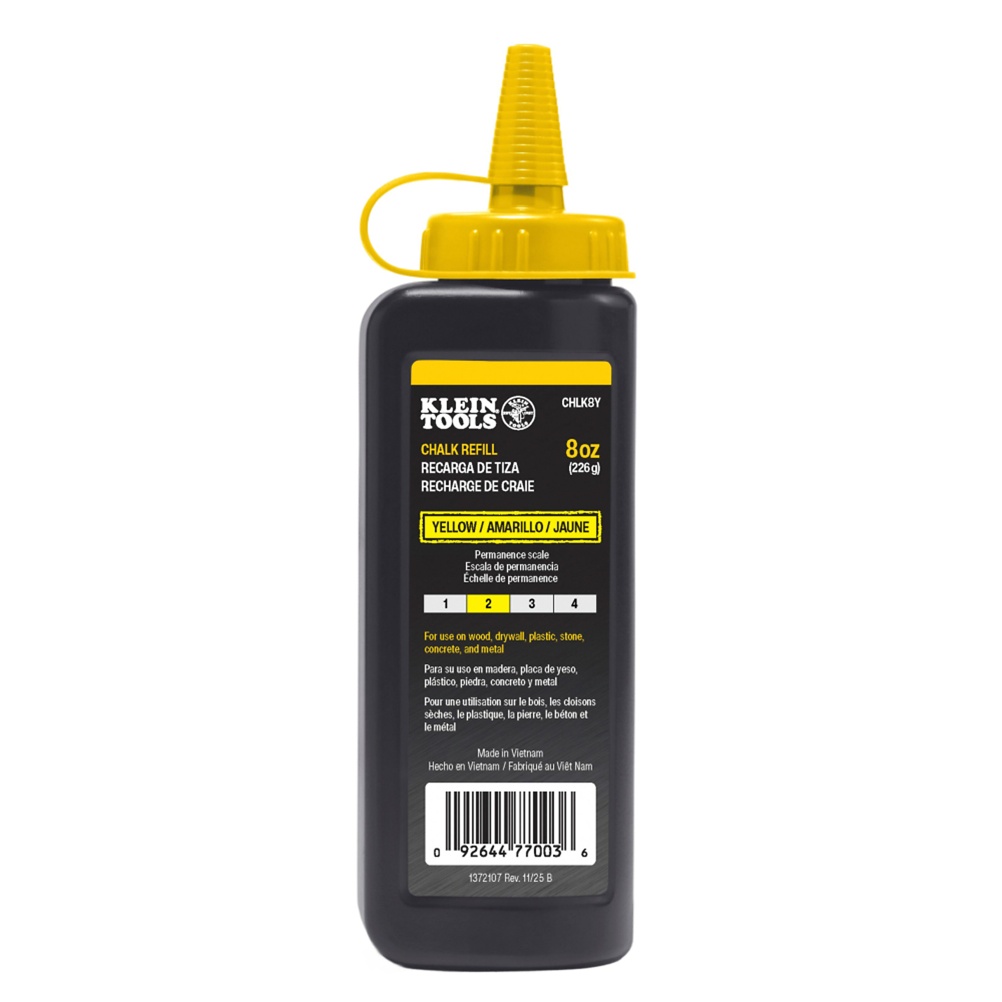 Chalk Refill, Yellow, 8-Ounce, Klein Tools Model# CHLK8Y