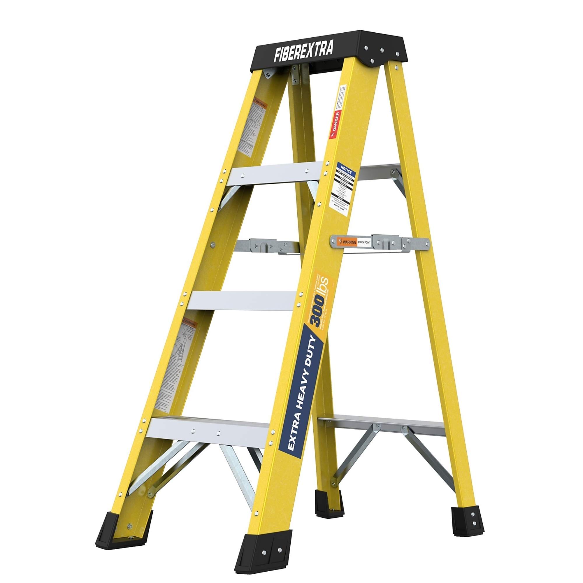 4 Step Fiberglass Reinforced Plastic Single Side Ladder with H-Shaped Metal Connecting Rod