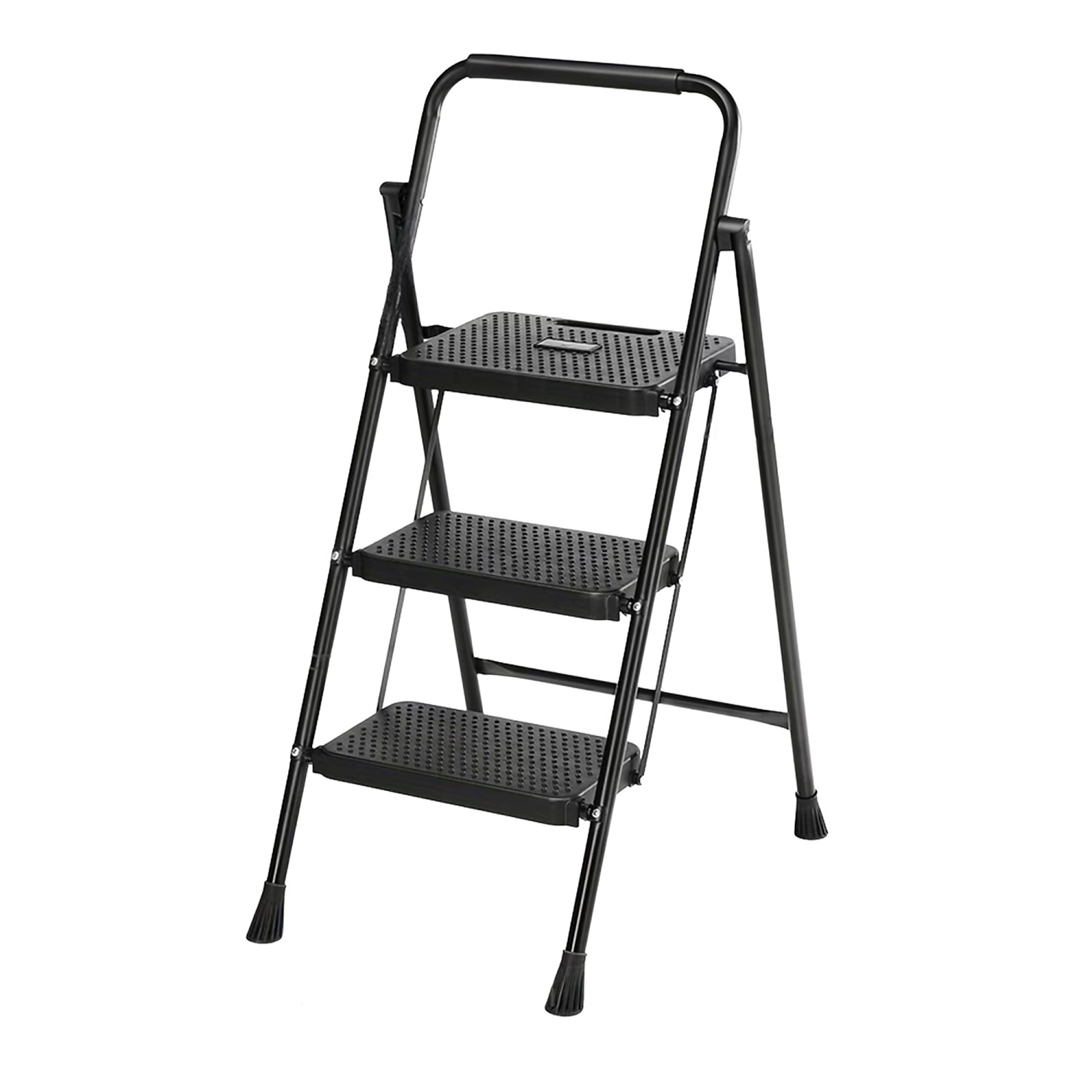 3-Step Lightweight Metal Step Stool (8 ft. Reach), 500 lb. Load Capacity, Portable Step Tools