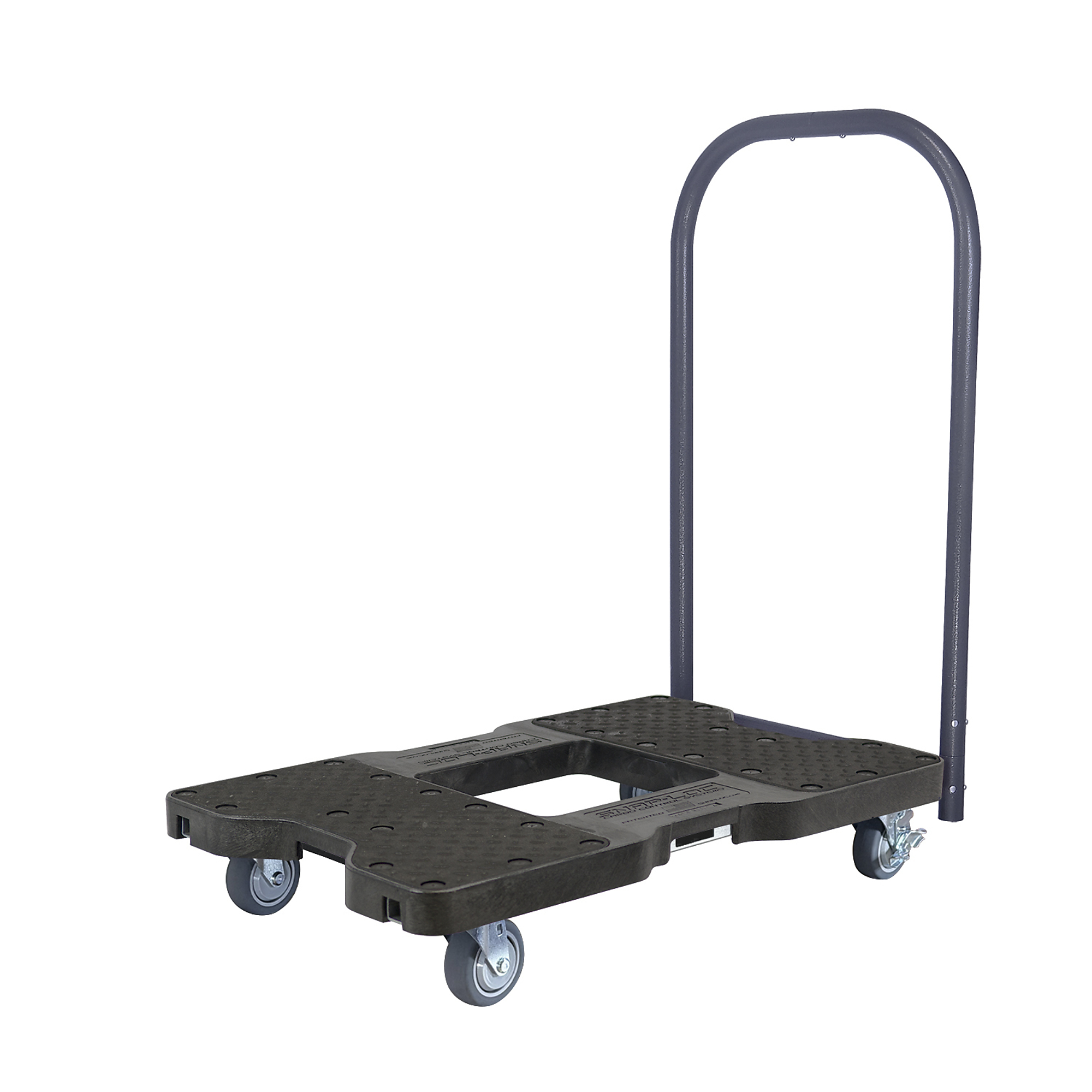SNAP-LOC 1000-Pound Easy-Roll Low Profile E-Track Push Cart Dolly Black, Heavy Duty 3.5-Inch Thermoplastic Swivel Non-Marking Caster Wheels, Model# SL1000P3TB