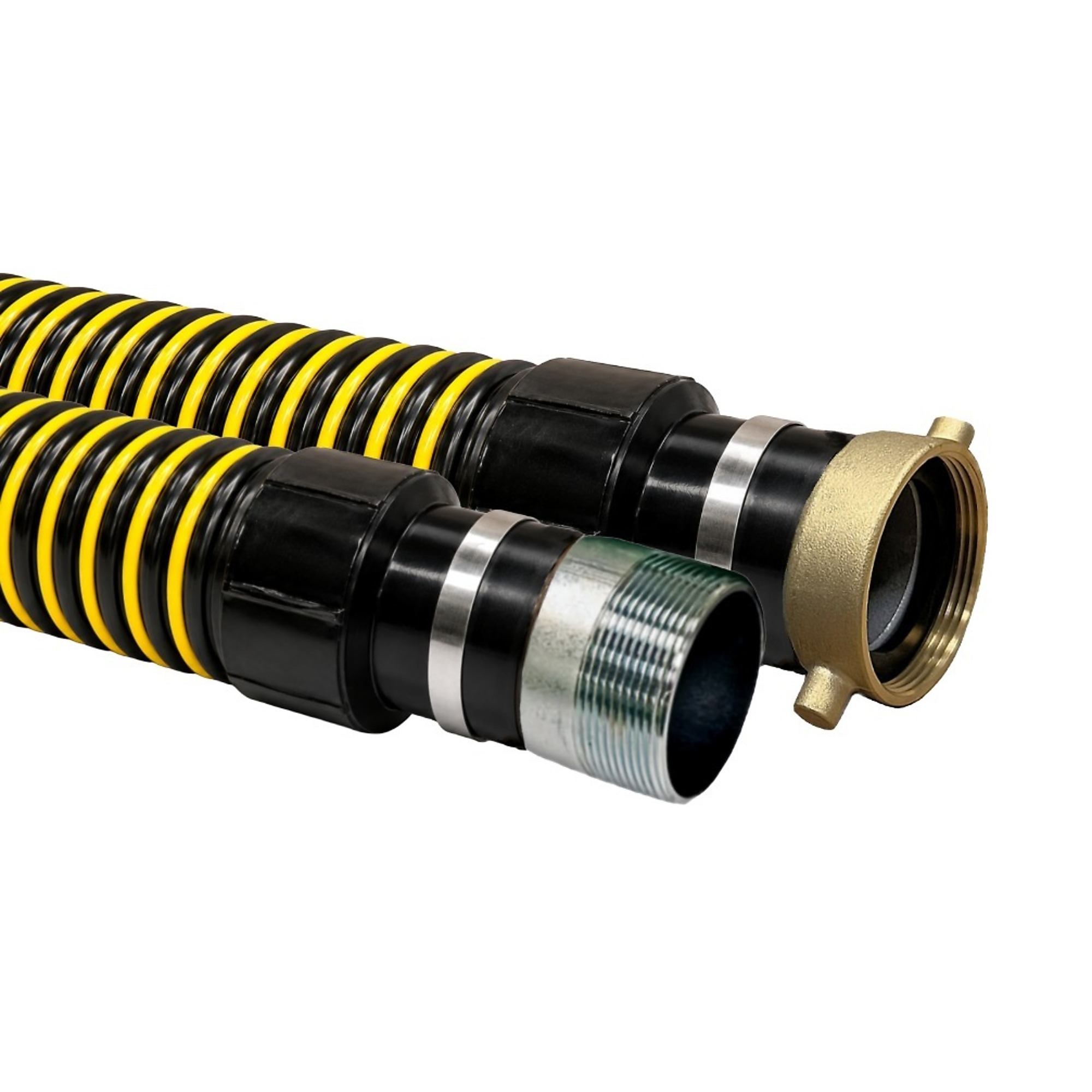Capital Rubber Crush Resistant Polyethylene Suction Hose, 2 inch X 20 feet, with Aluminum/Brass MXF threaded couplings