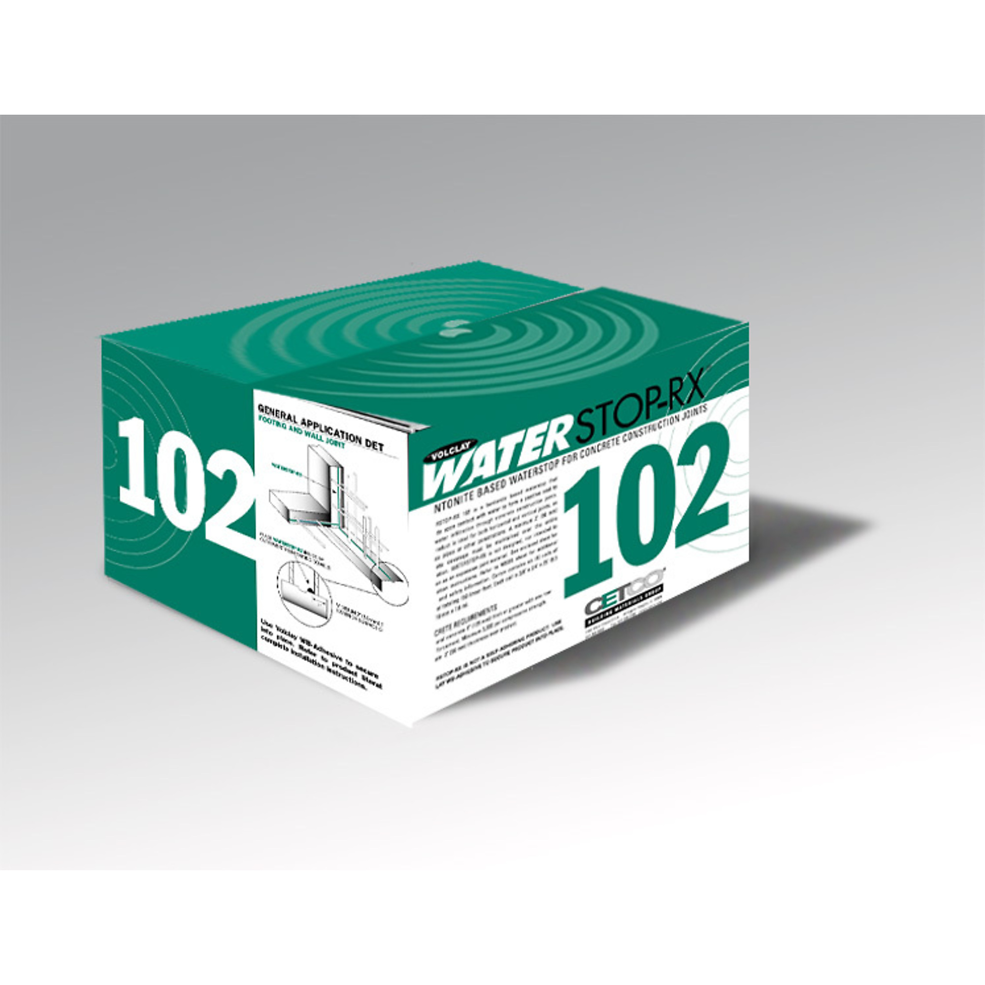 CETCO Volclay Waterstop-RX 102 Bentonite Waterstop — 3/8in. x 3/4in. x 33ft. 4in., 200ft. Carton, Model# RX102